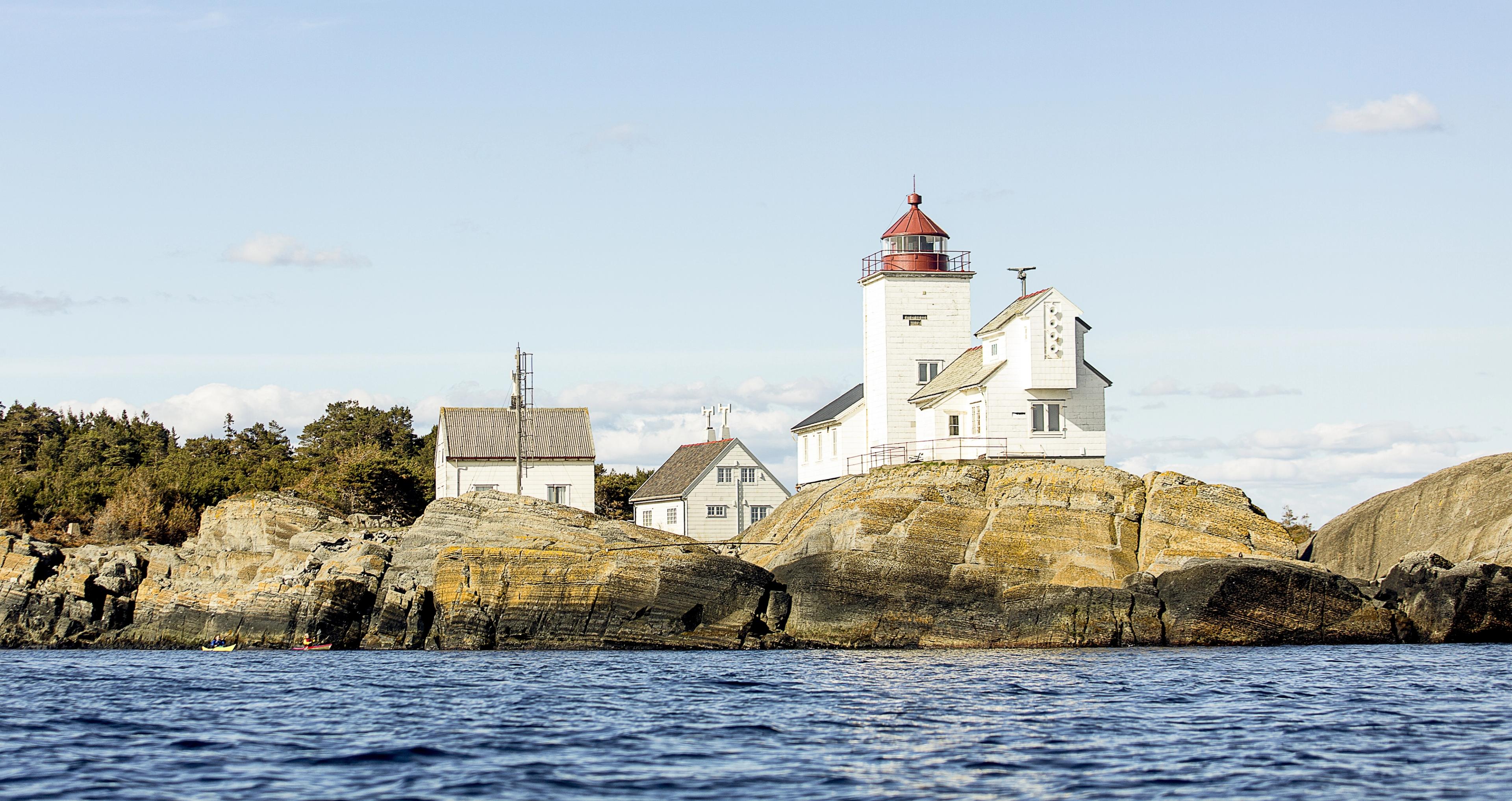 Langøytangen lighthouse on the island of Langøya in Langesund