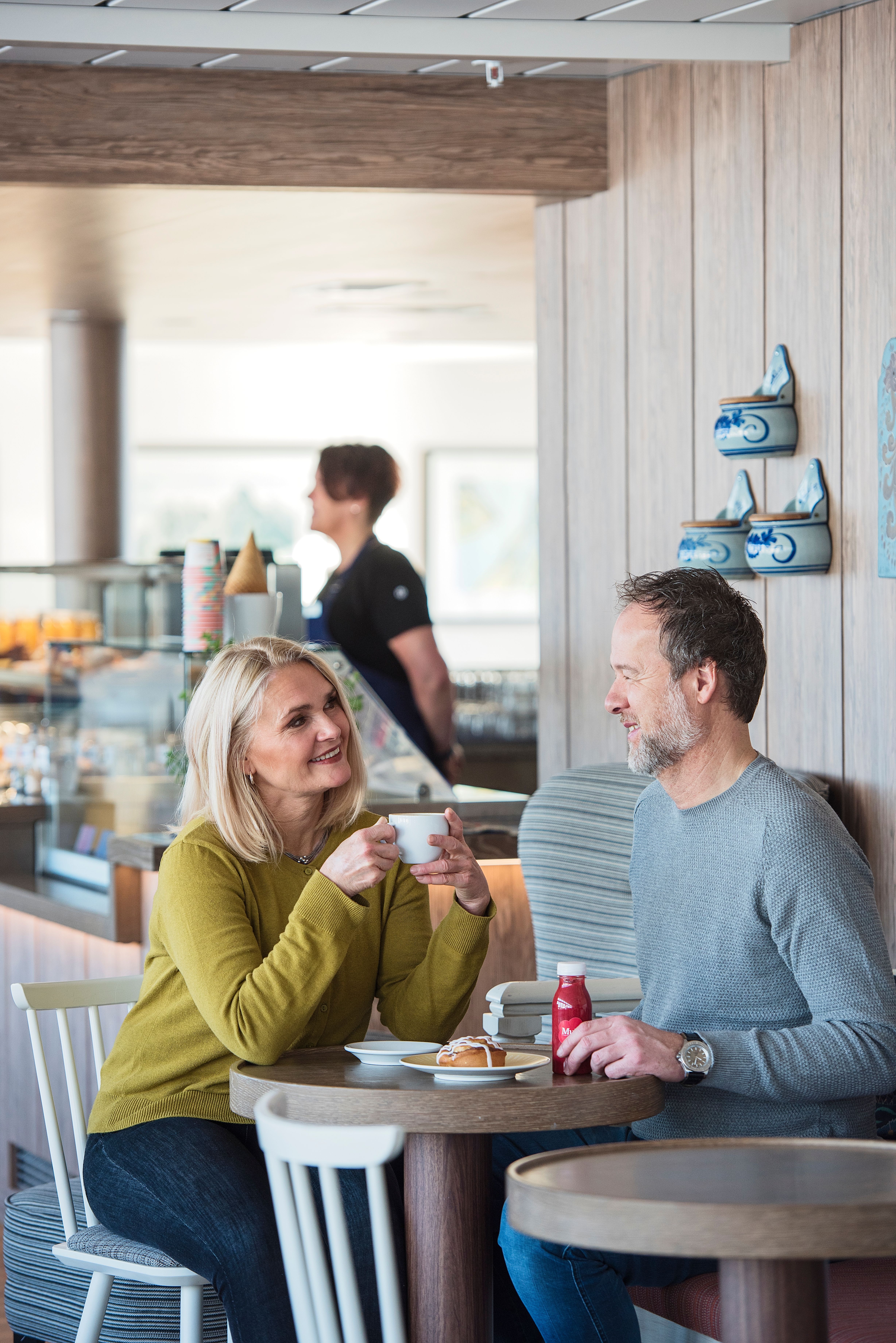 Two people in Multe bakery & ice cream on a Hurtigruten ship in Norway