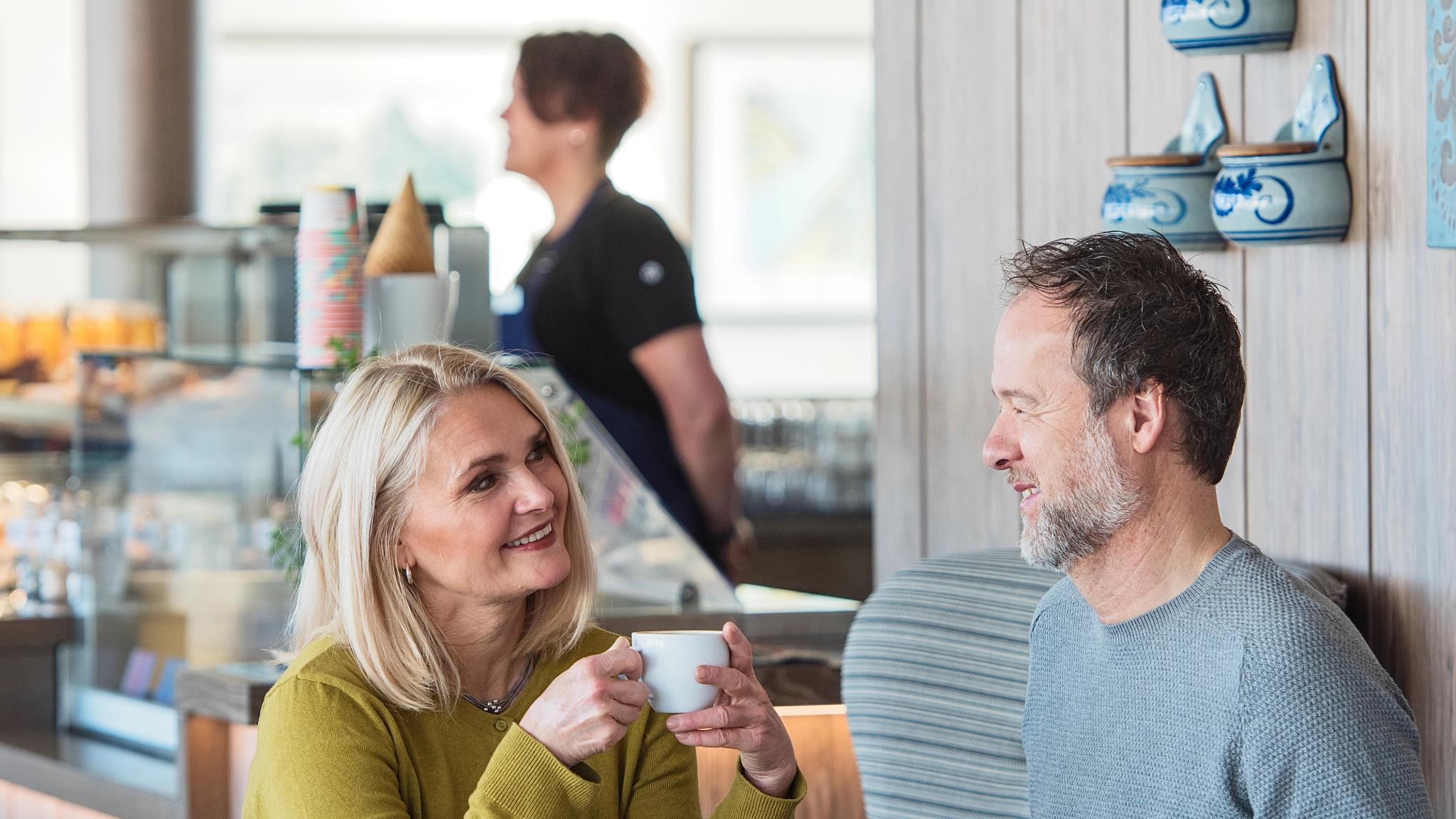 Two people in Multe bakery & ice cream on a Hurtigruten ship in Norway