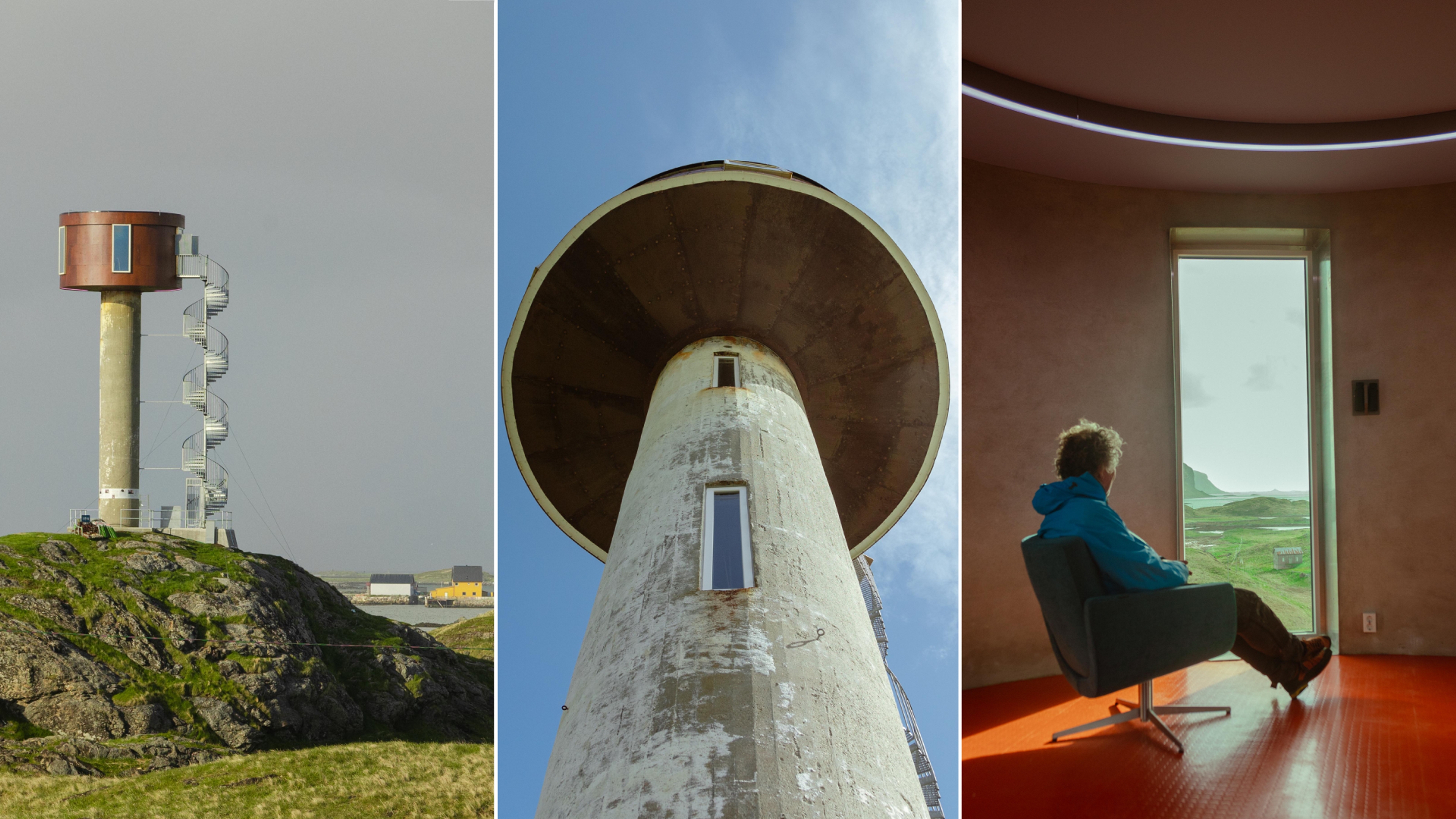 Collage of Ettertanken (The thinking tower) at Røst in Northern Norway