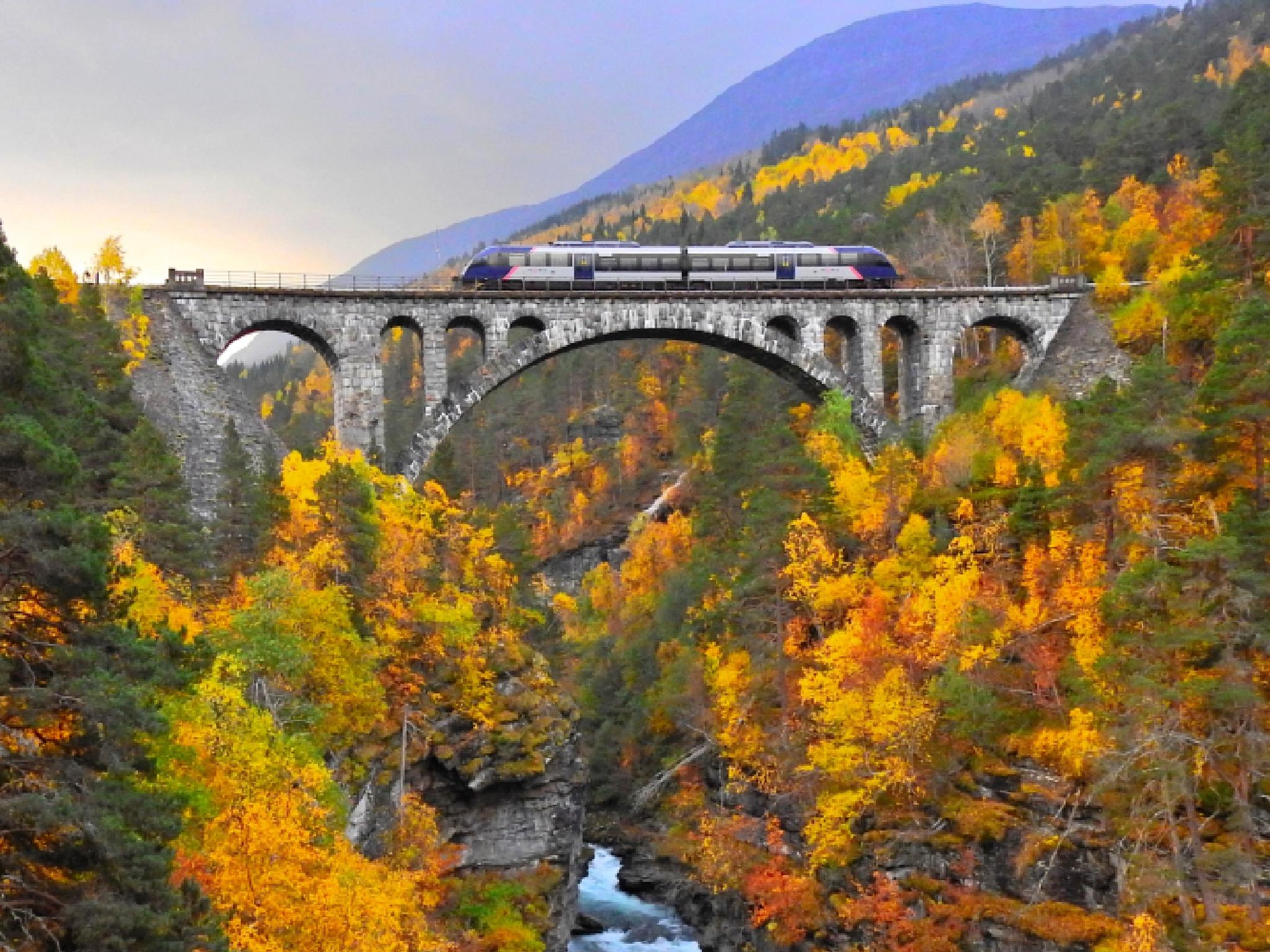 Raumabanen kjører over Kyllingbru