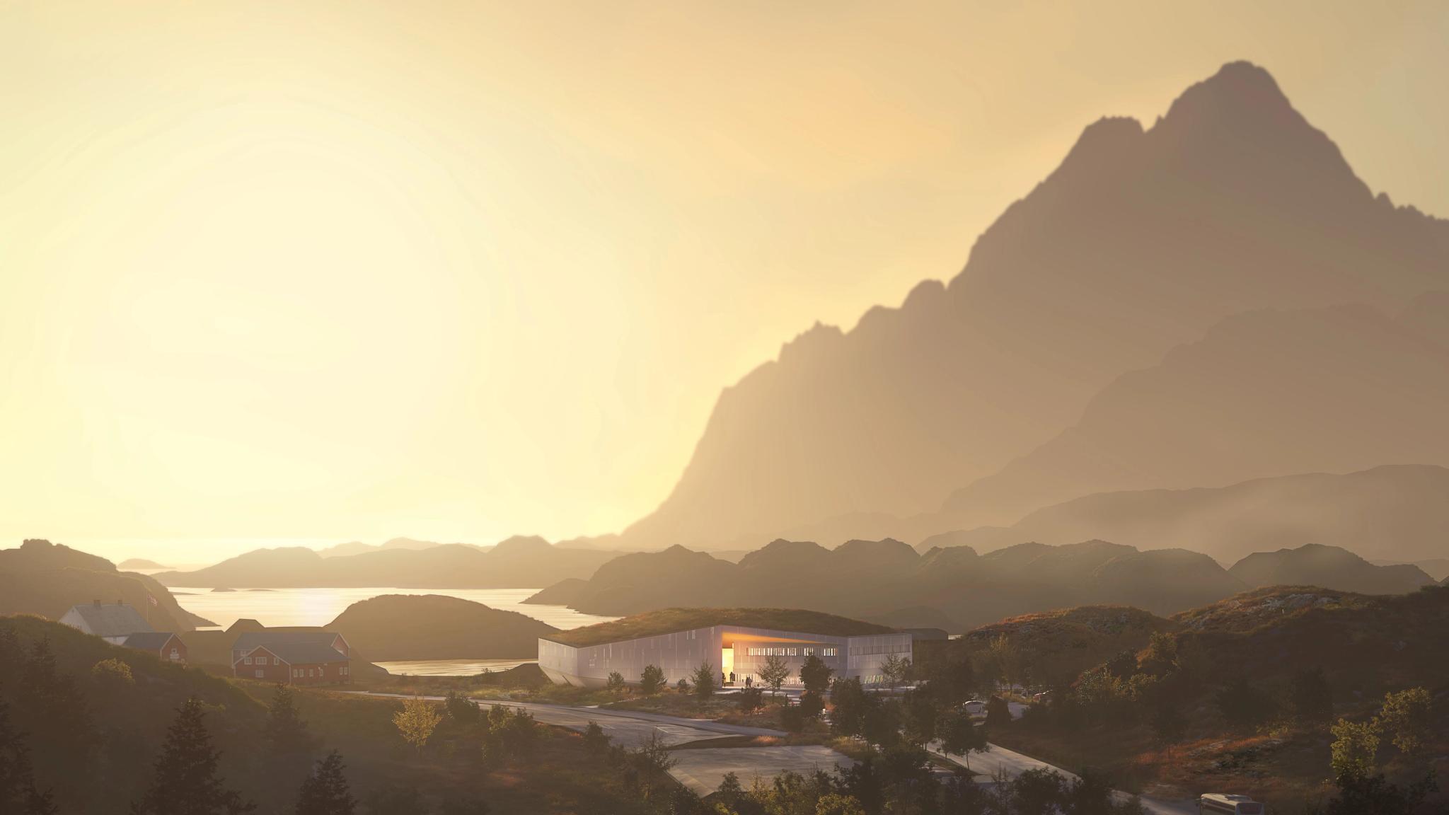 Exterior illustration of Otolitten, a museum and experience center that is part of SKREI