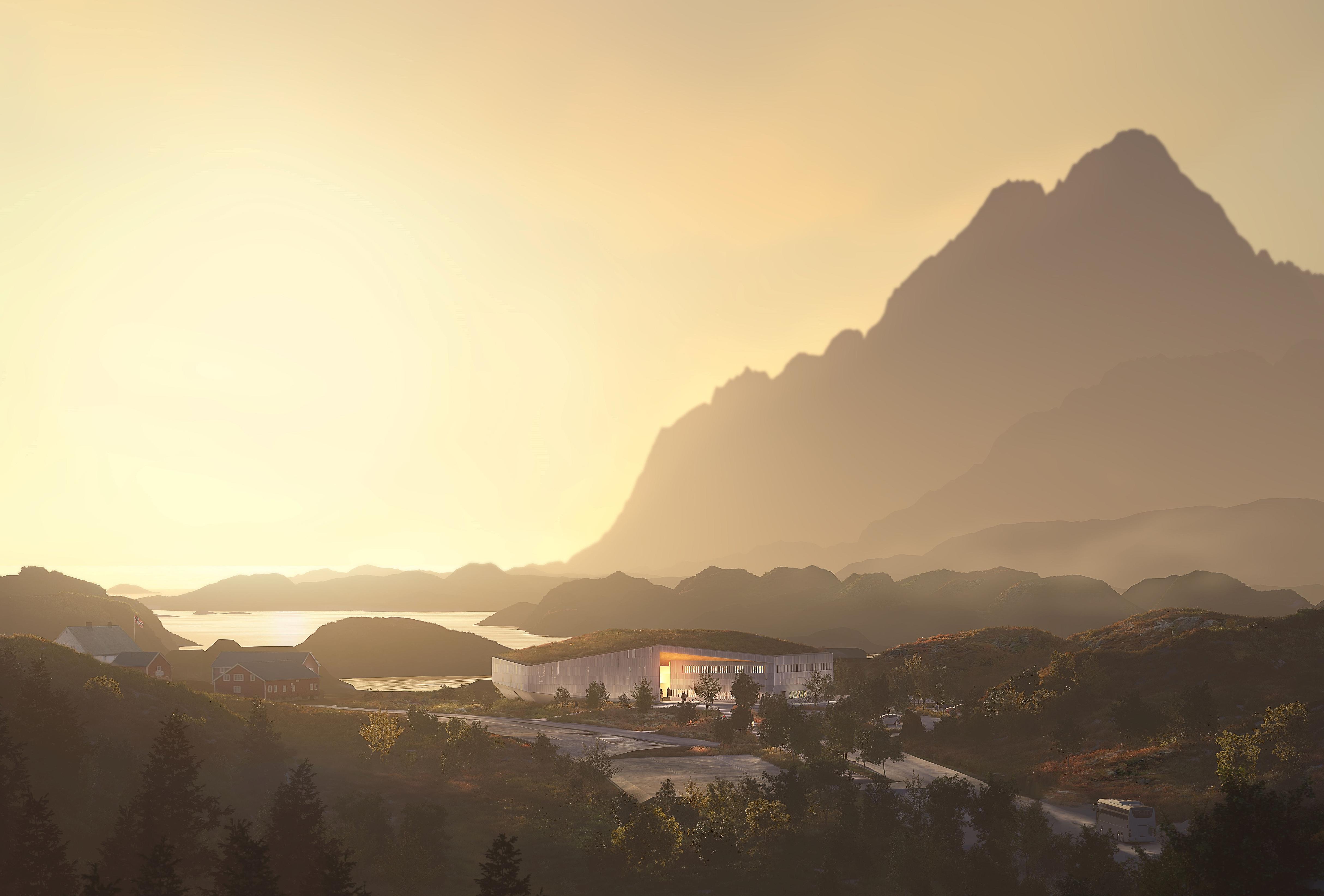 Exterior illustration of Otolitten, a museum and experience center that is part of SKREI