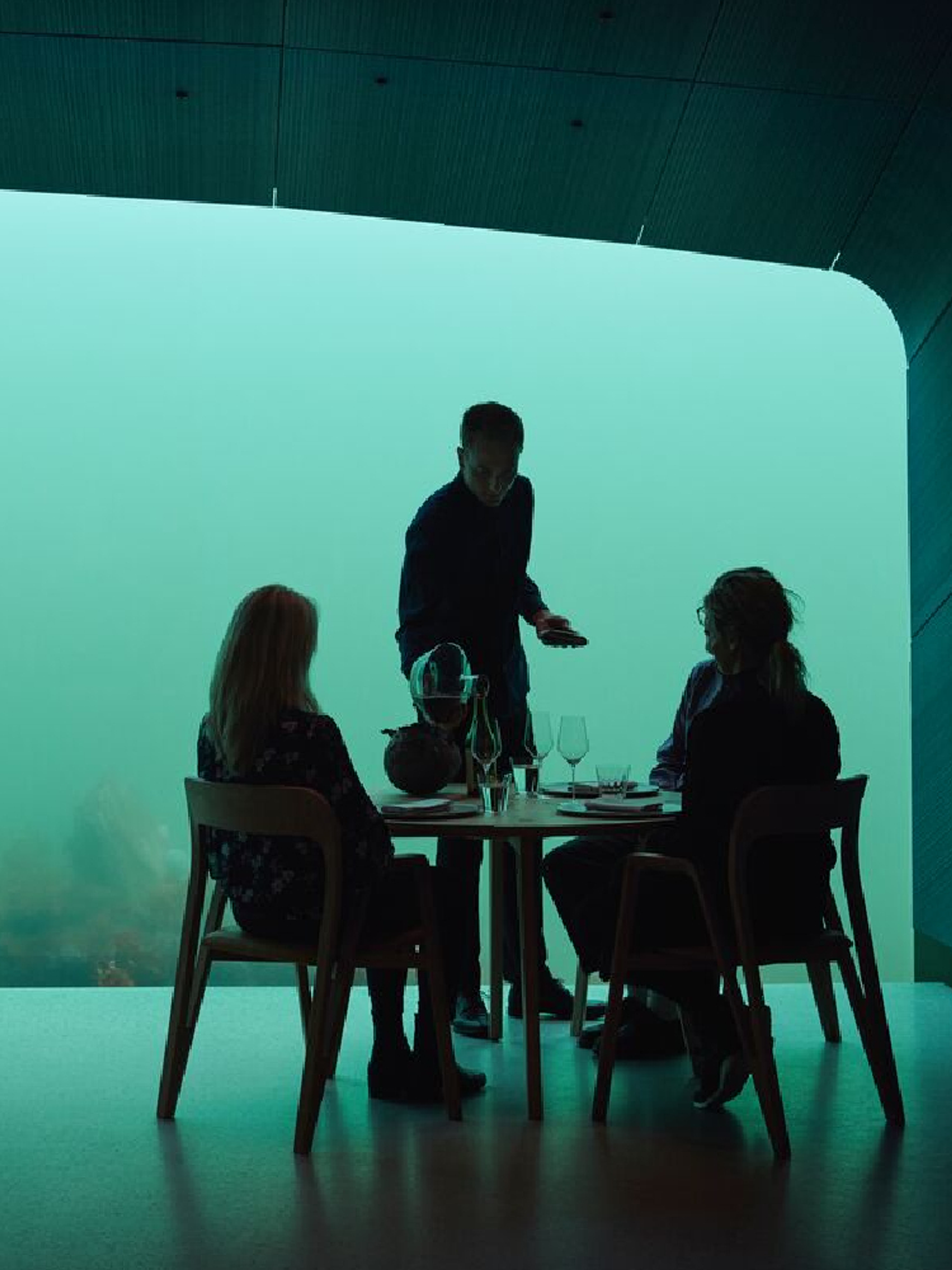 Inside the underwater restaurant Under in Lindesnes, Southern Norway