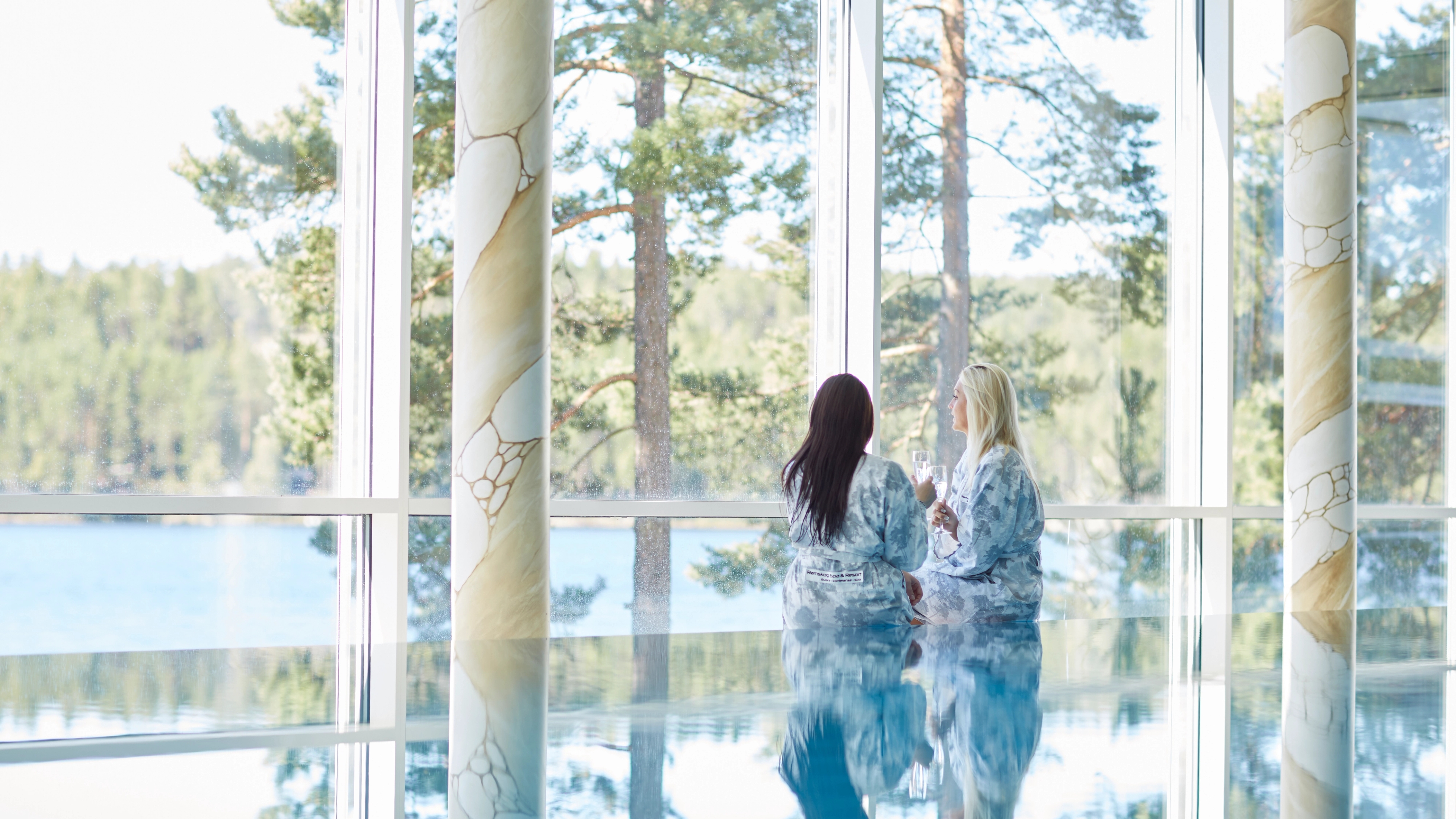 Two women relaxing at Rømskog Spa, Romerike in Eastern Norway