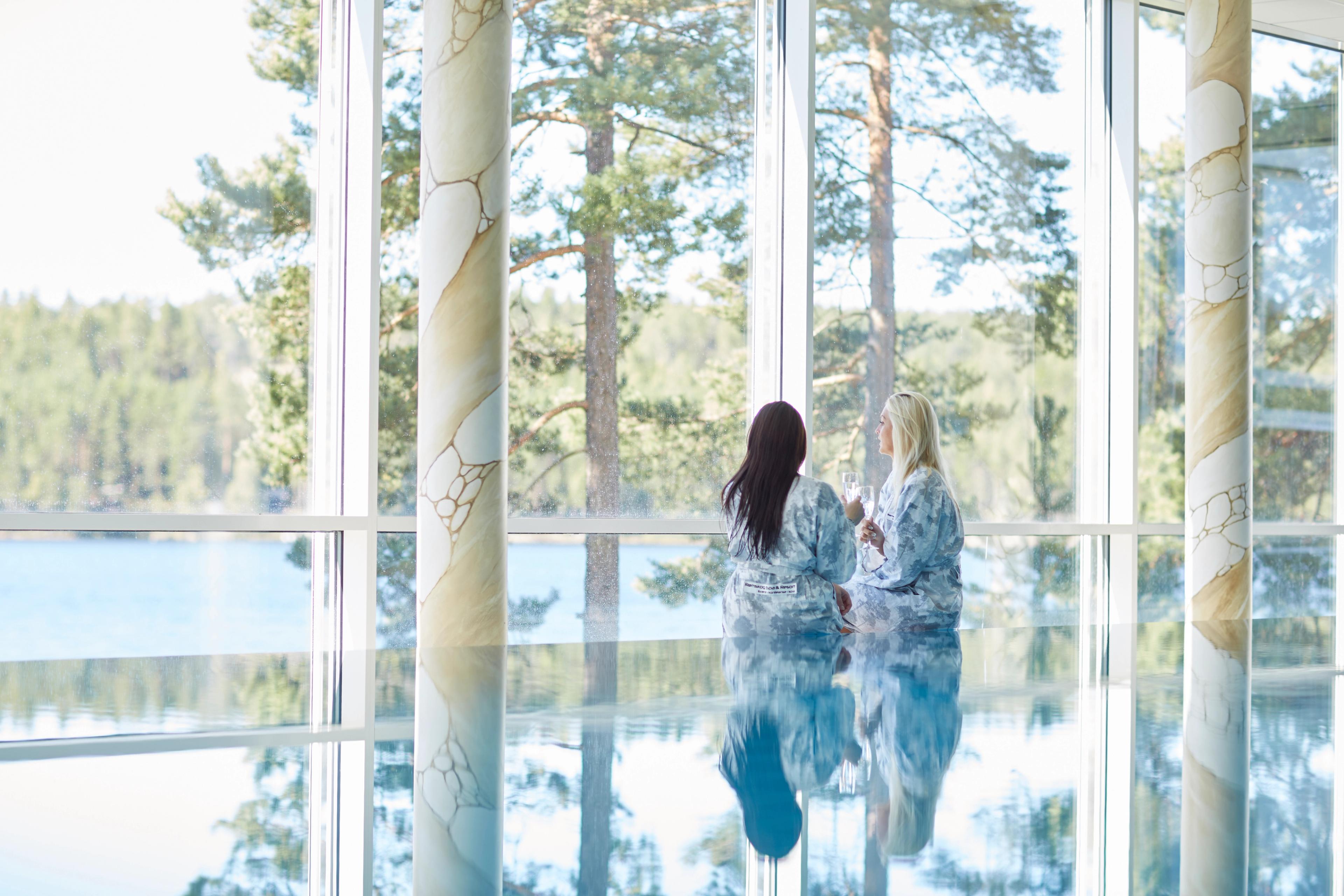 Two women relaxing at Rømskog Spa, Romerike in Eastern Norway