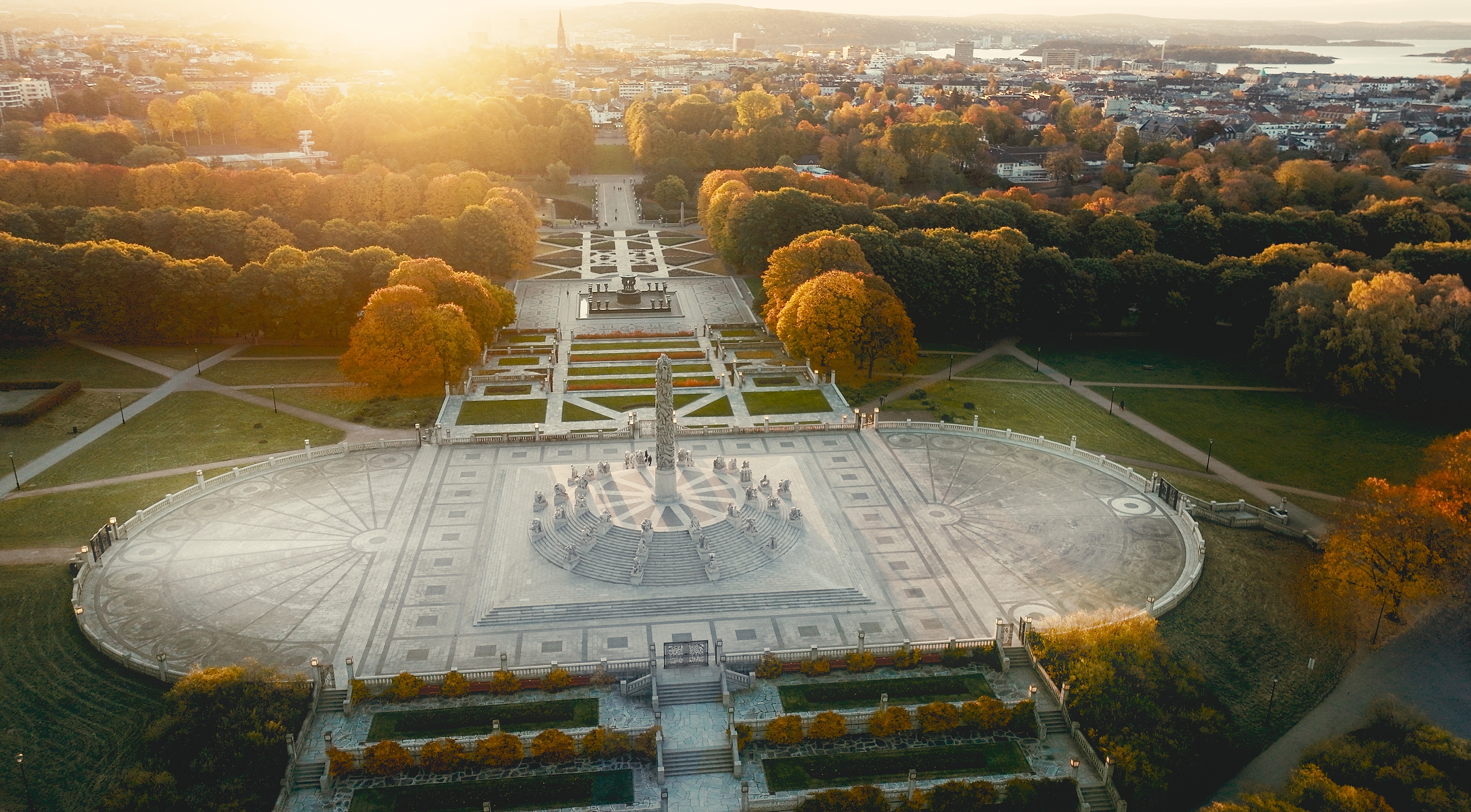 Overview of the Vigelandsparken at Frogner in Oslo, Eastern Norway