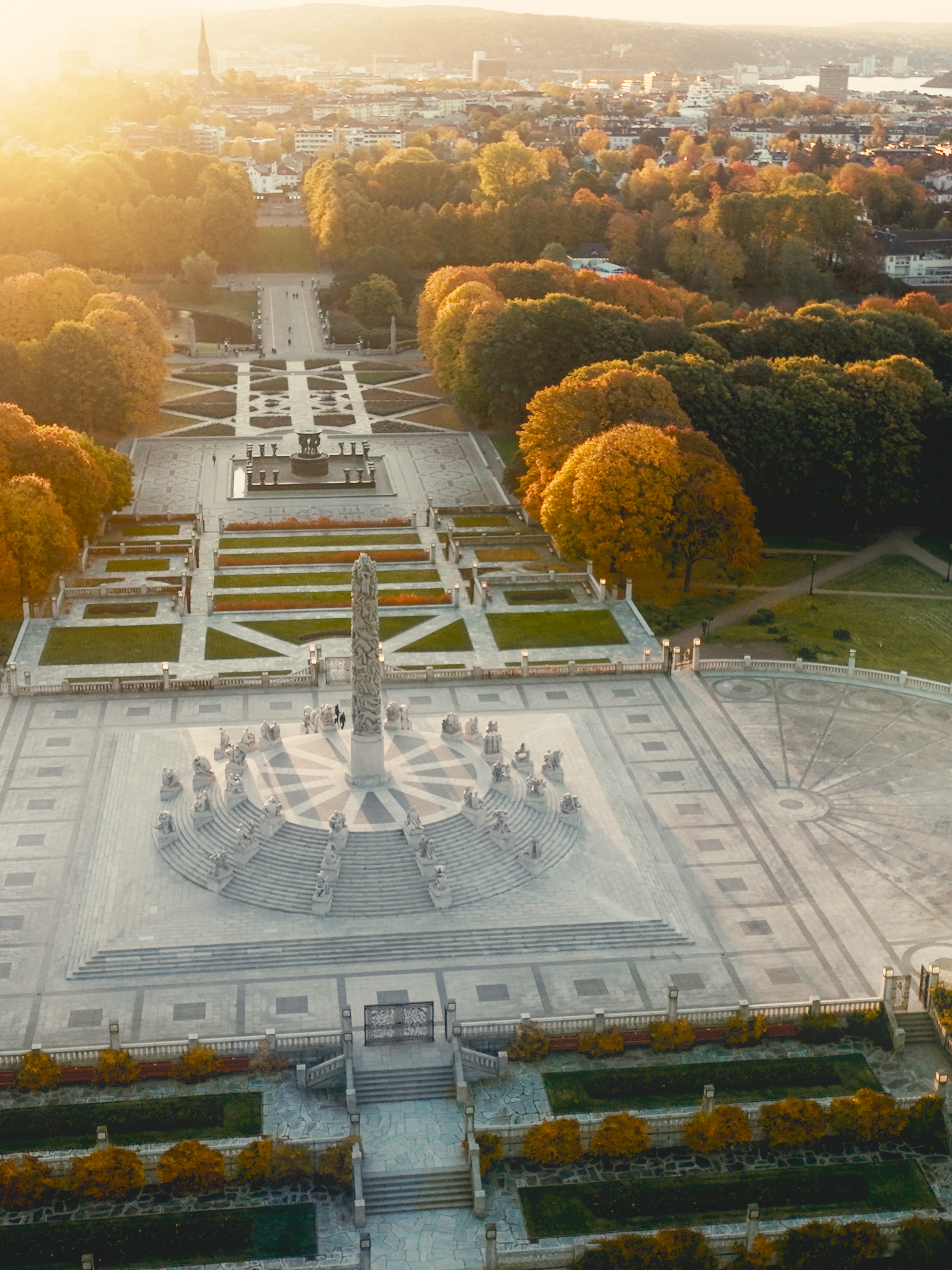 Overview of the Vigelandsparken at Frogner in Oslo, Eastern Norway