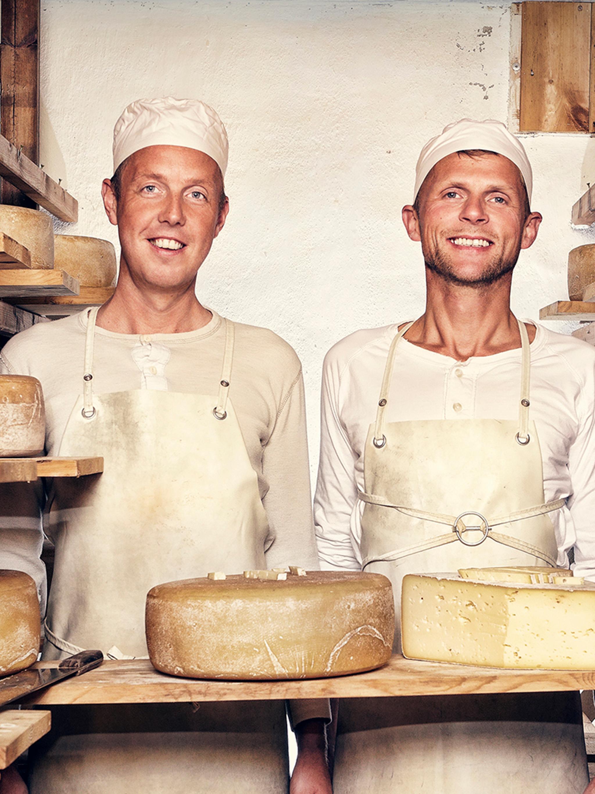 Two men in the cheese factory at Brimi Sæter in Jotunheimen, Eastern Norway