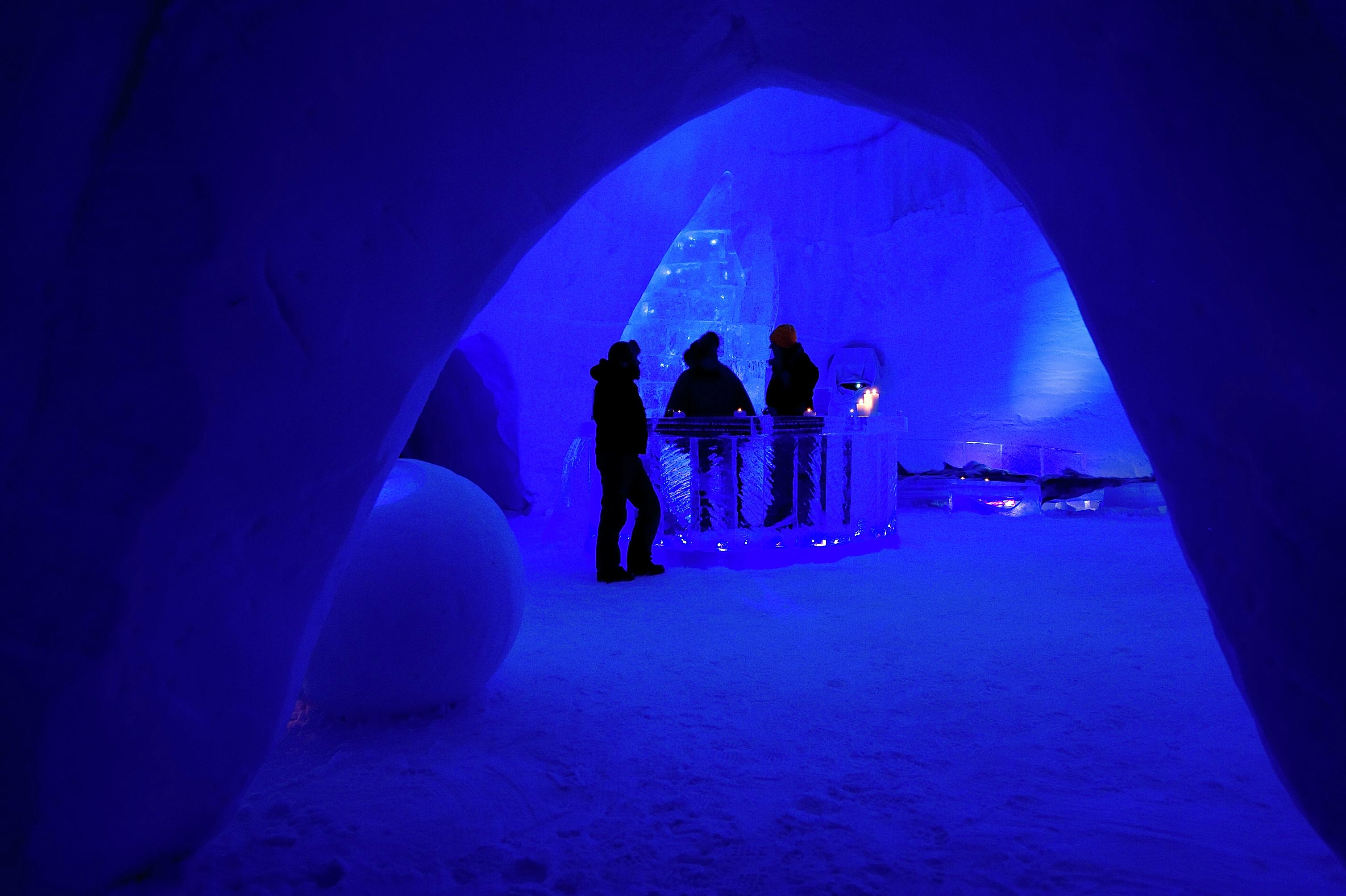 People inside the Snowhotel Kirkenes, Finnmark