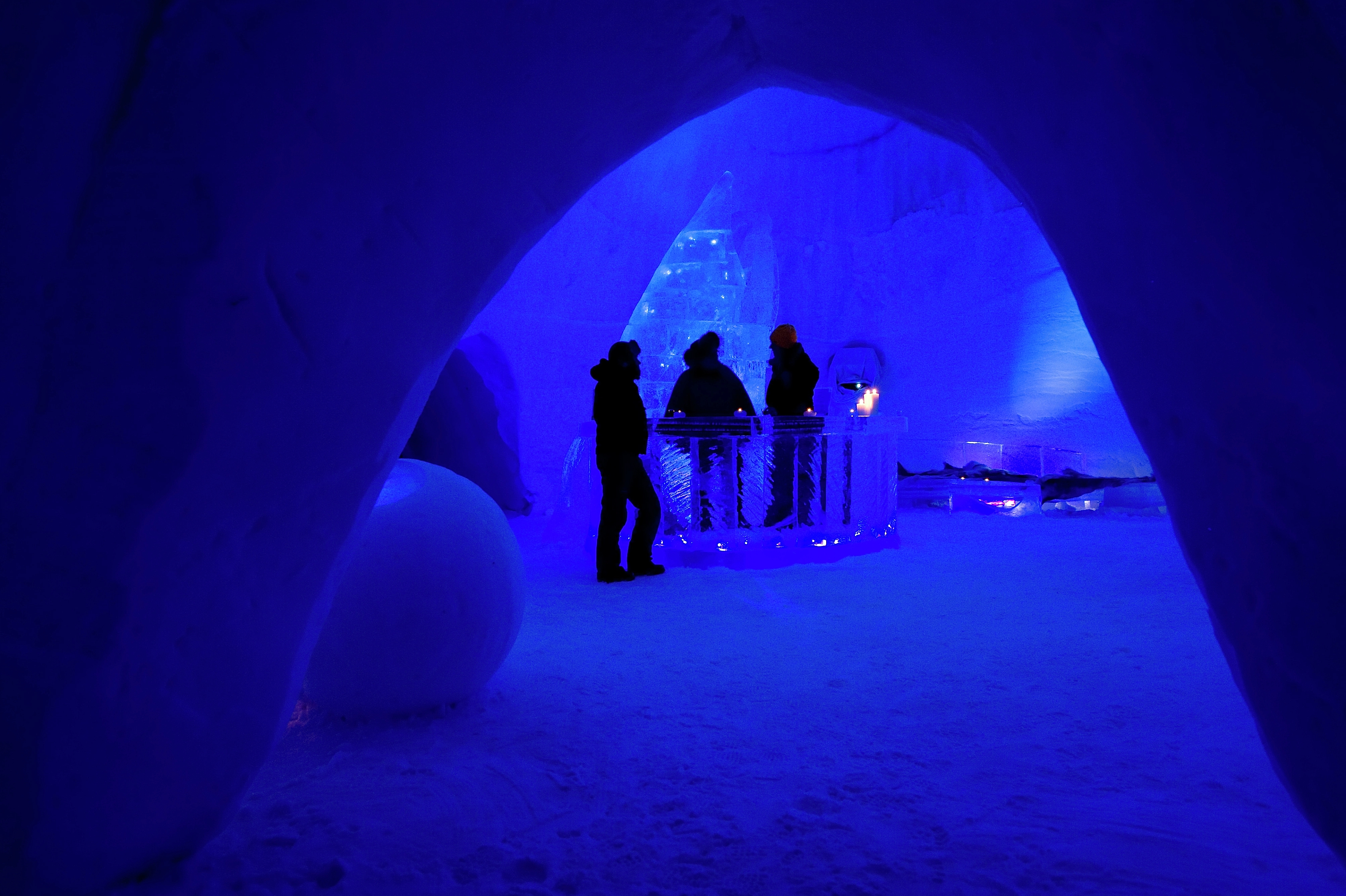 People inside the Snowhotel Kirkenes, Finnmark