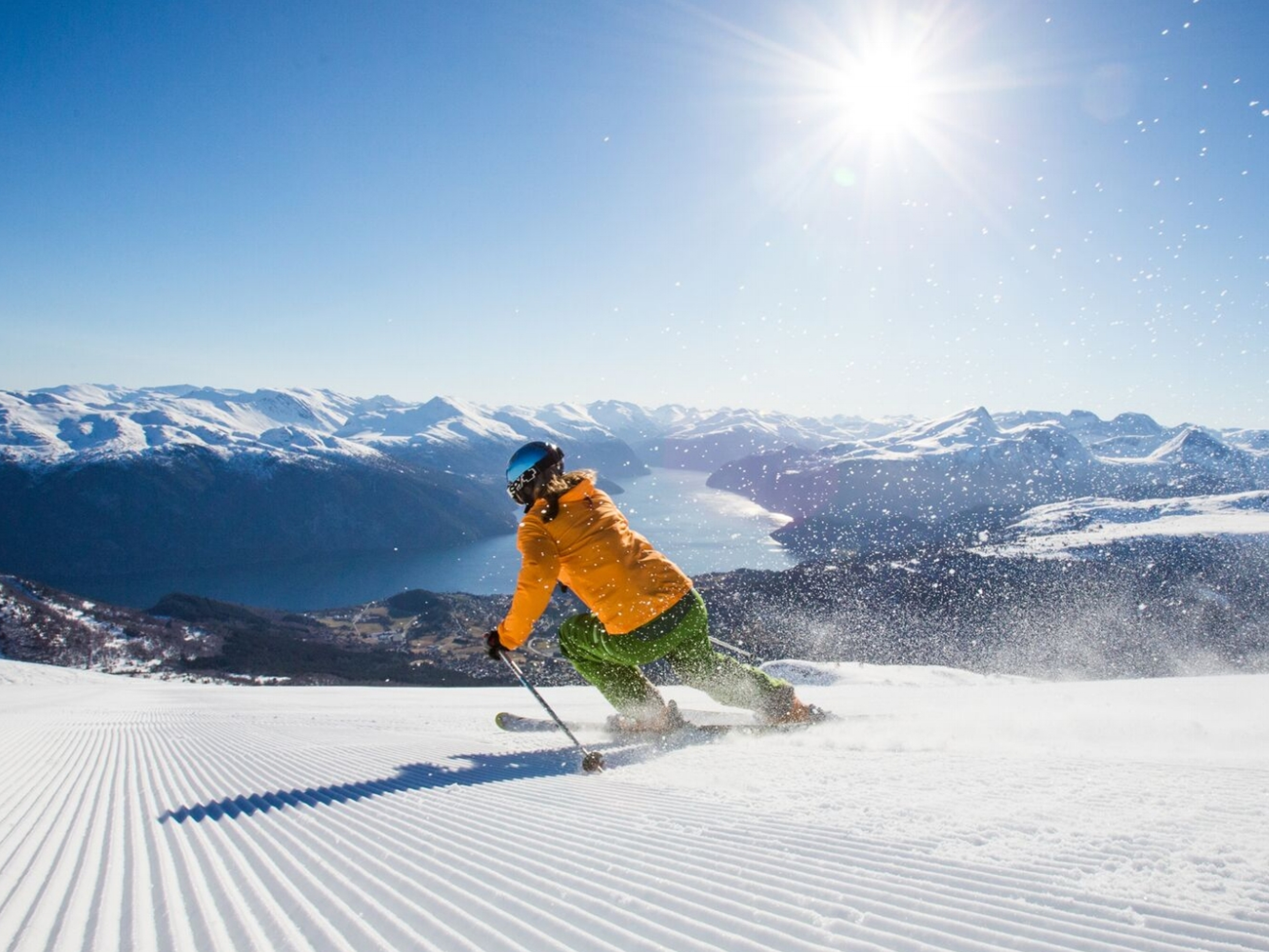 Alpine skier at Strandafjellet, Fjord Norway