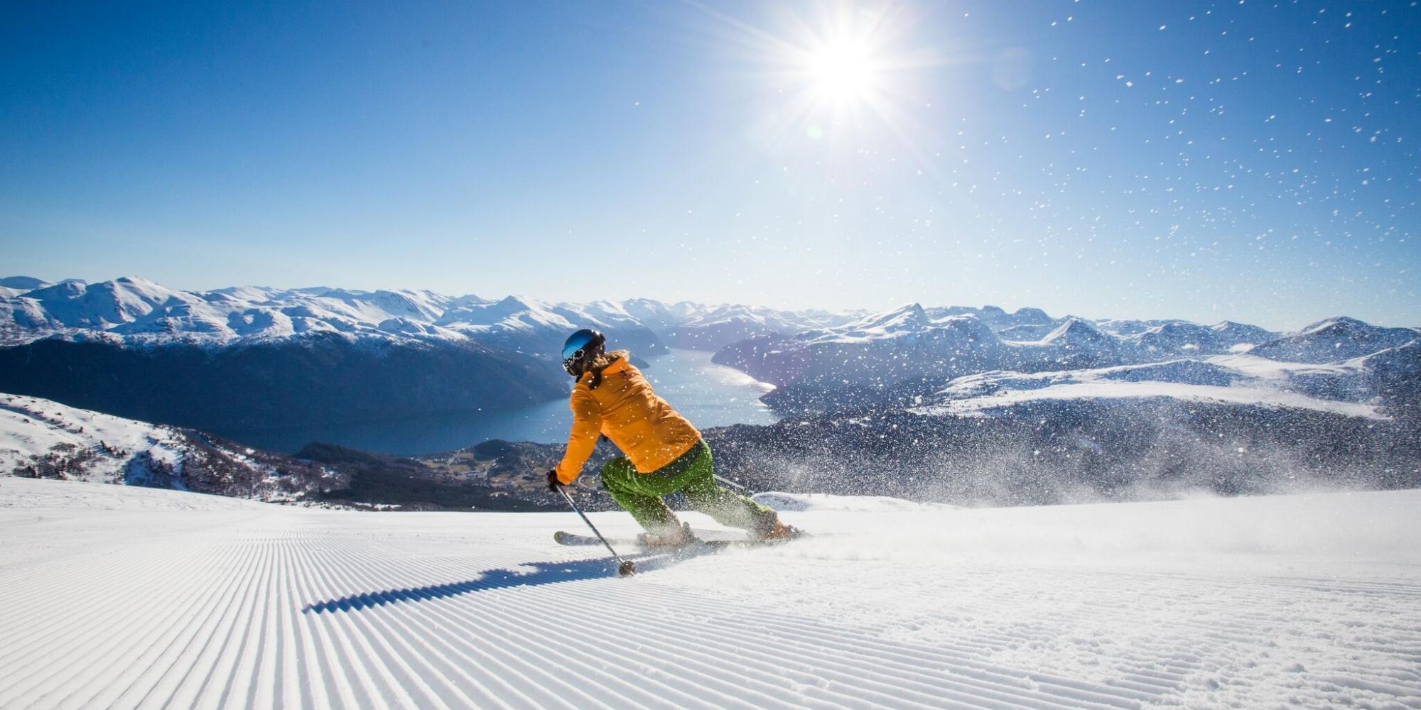 Alpine skier at Strandafjellet, Fjord Norway