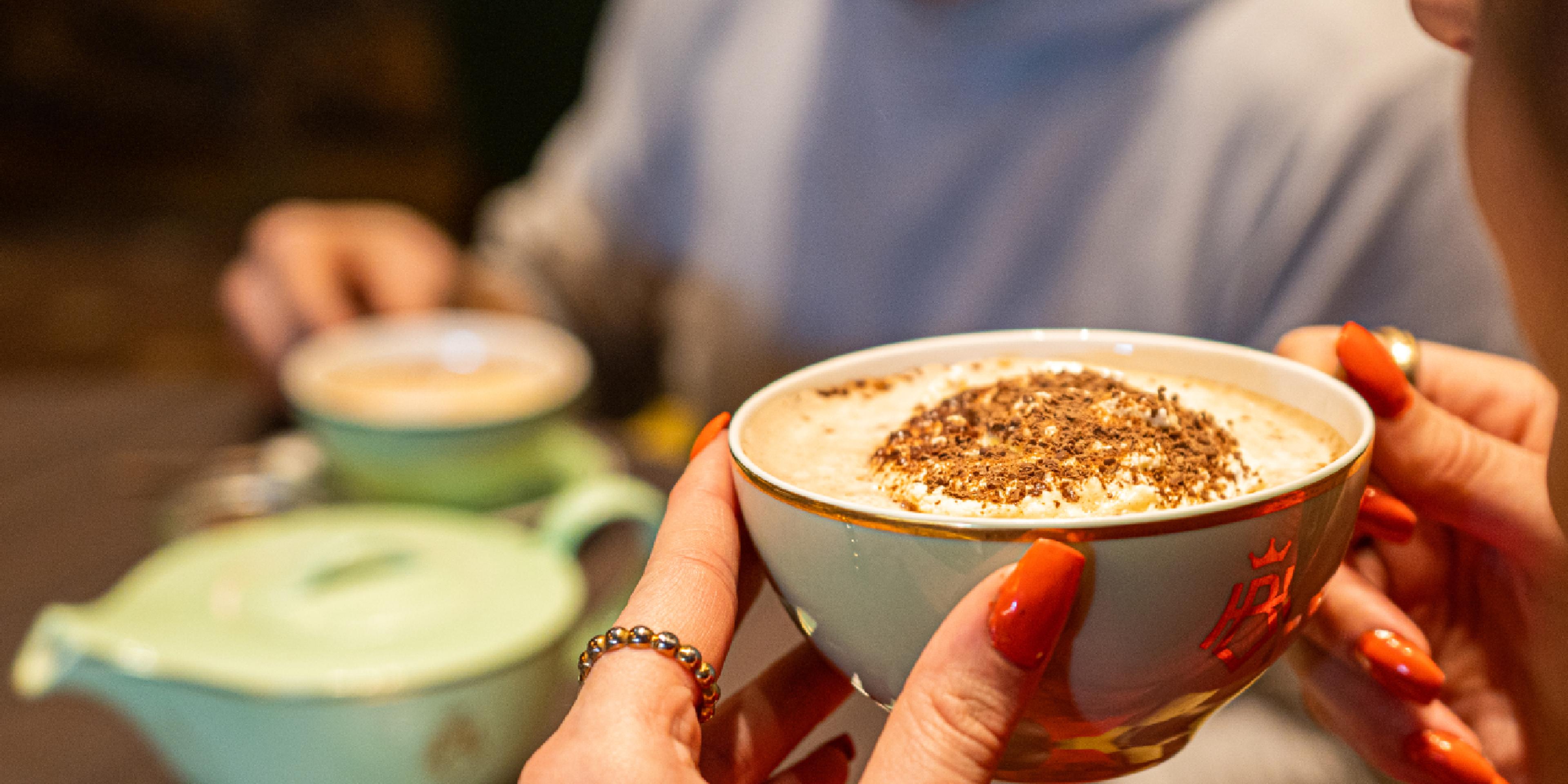 People drinking hot chocolate.