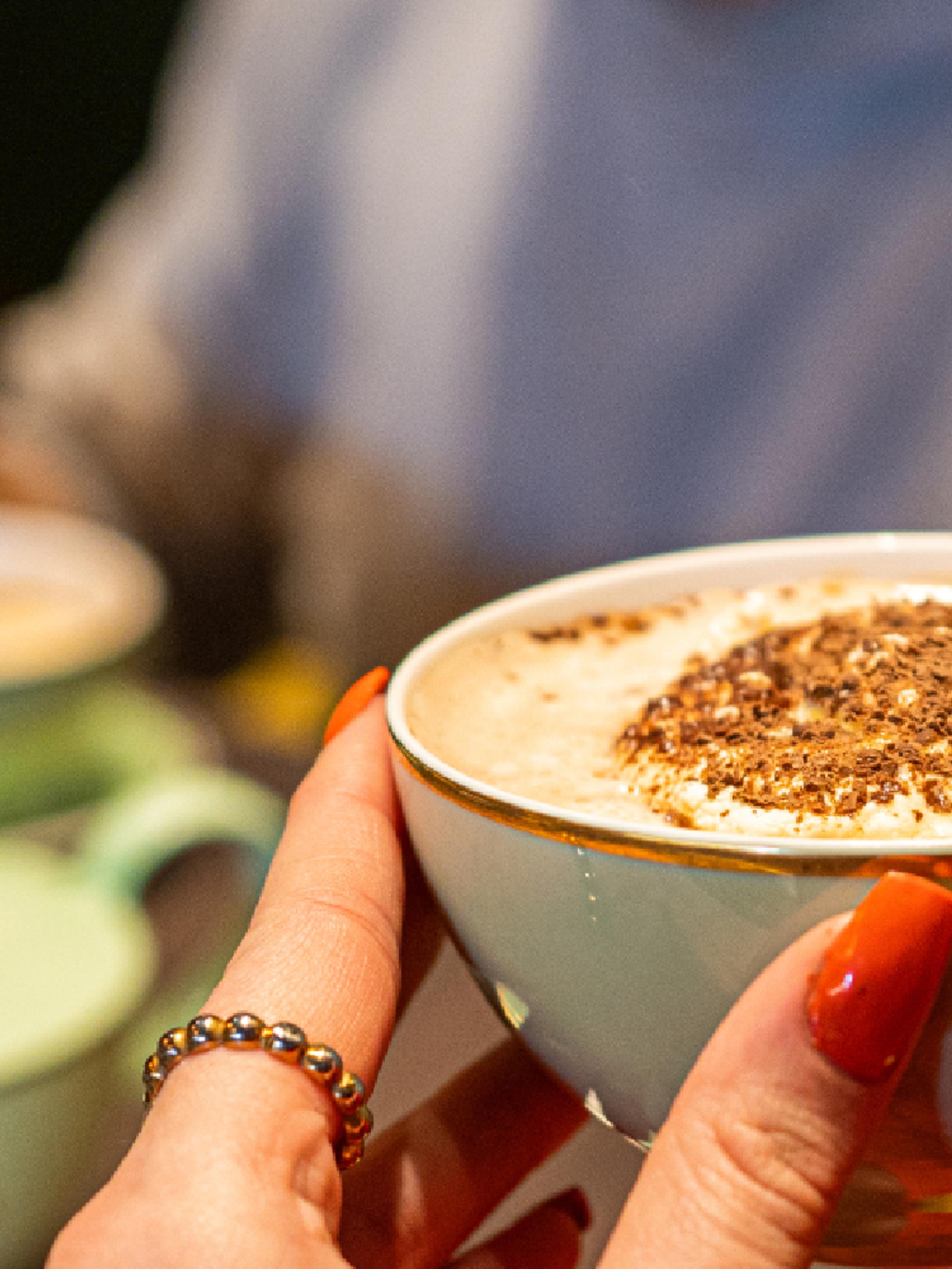 People drinking hot chocolate.