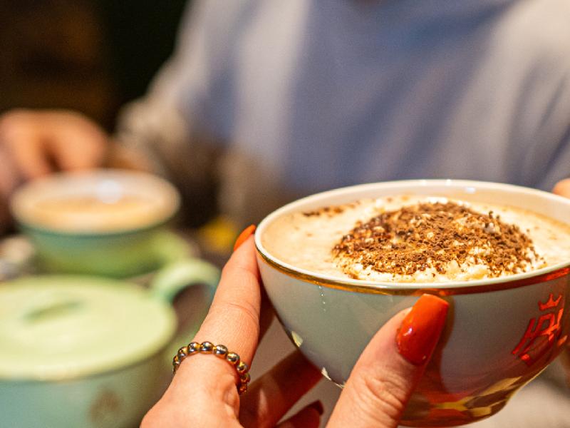People drinking hot chocolate.