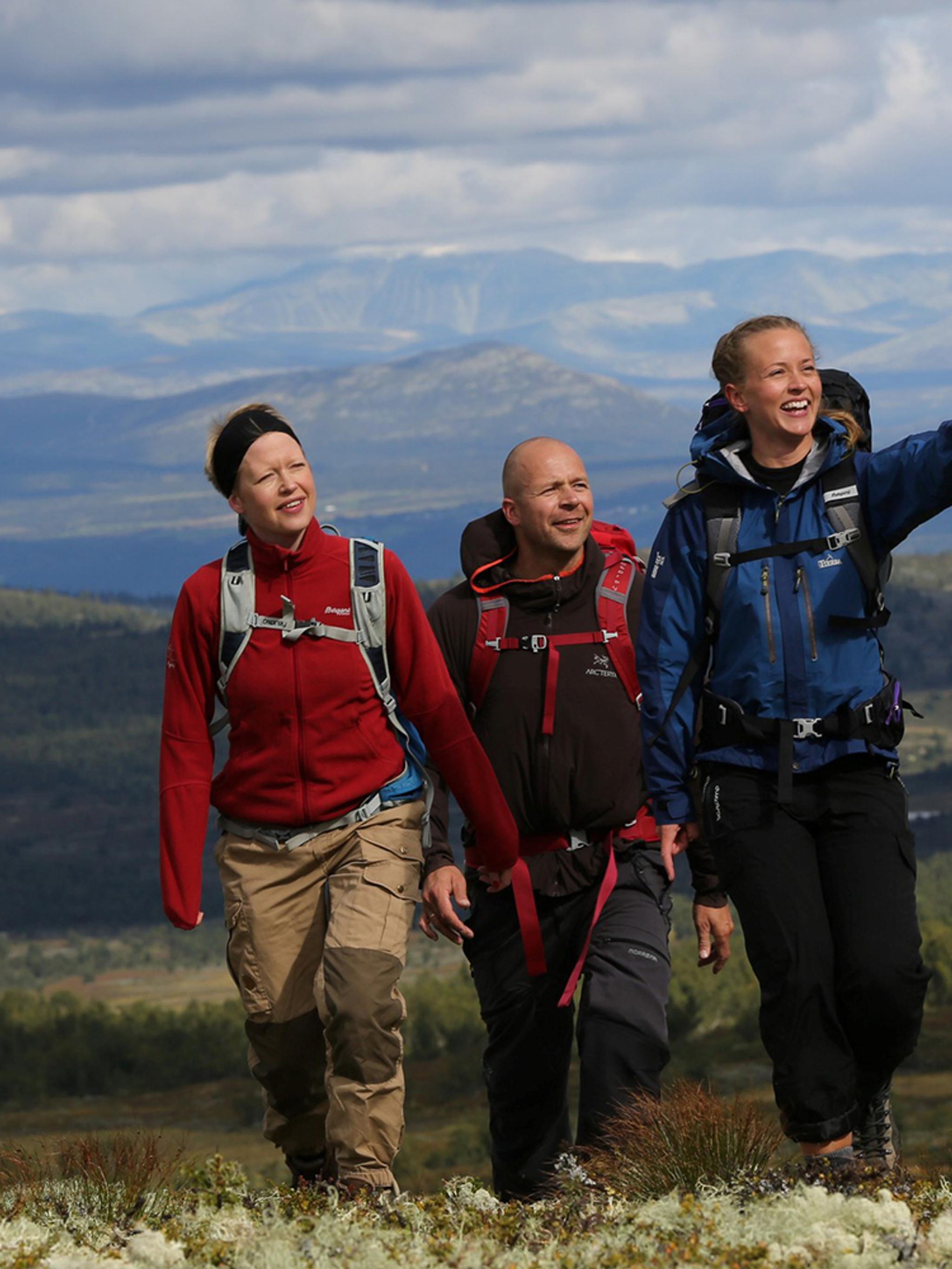 Fire personer på fjelltur på Skeikampen