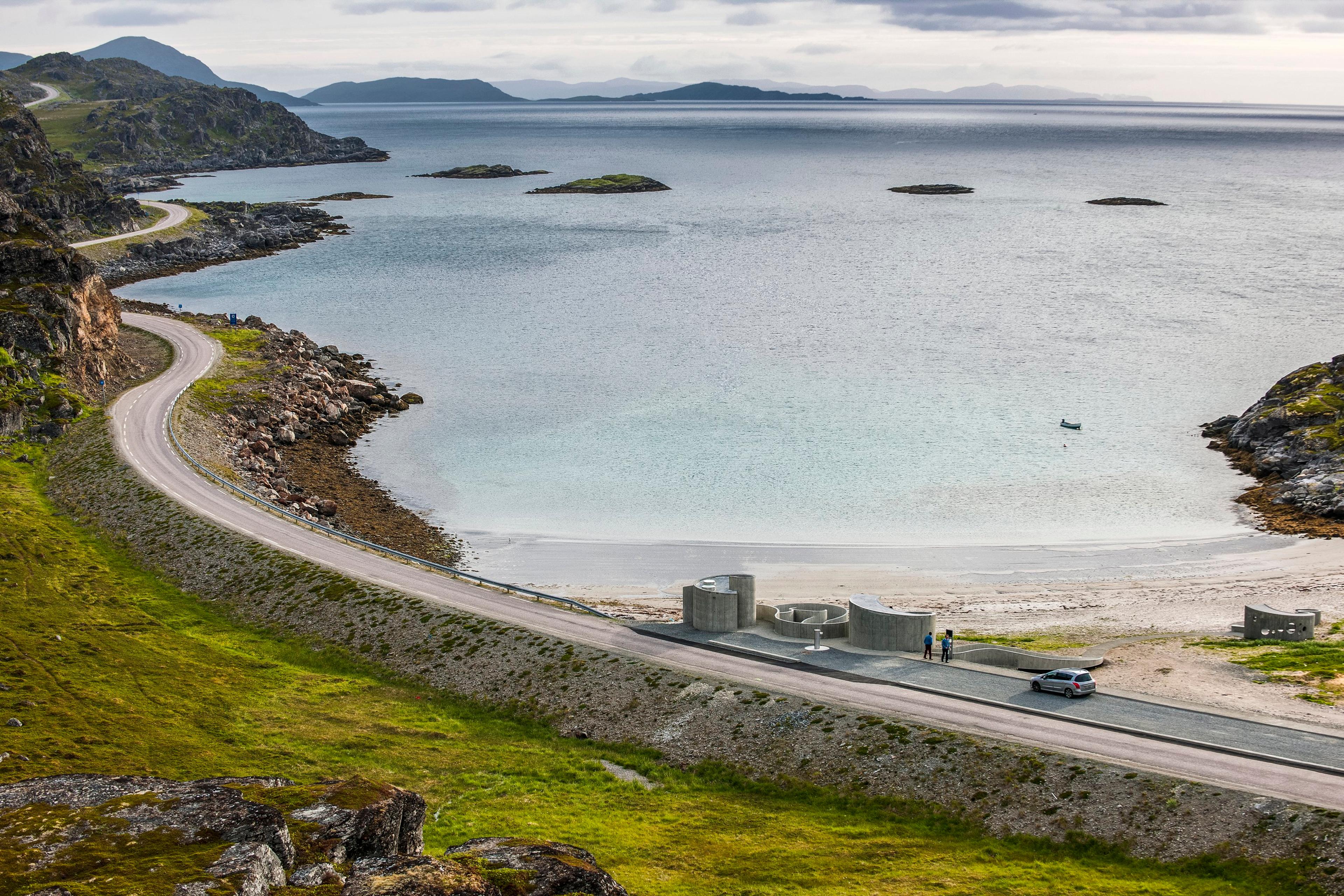 Selvika rest area on Norwegian Scenic Route Havøysund in Northern Norway