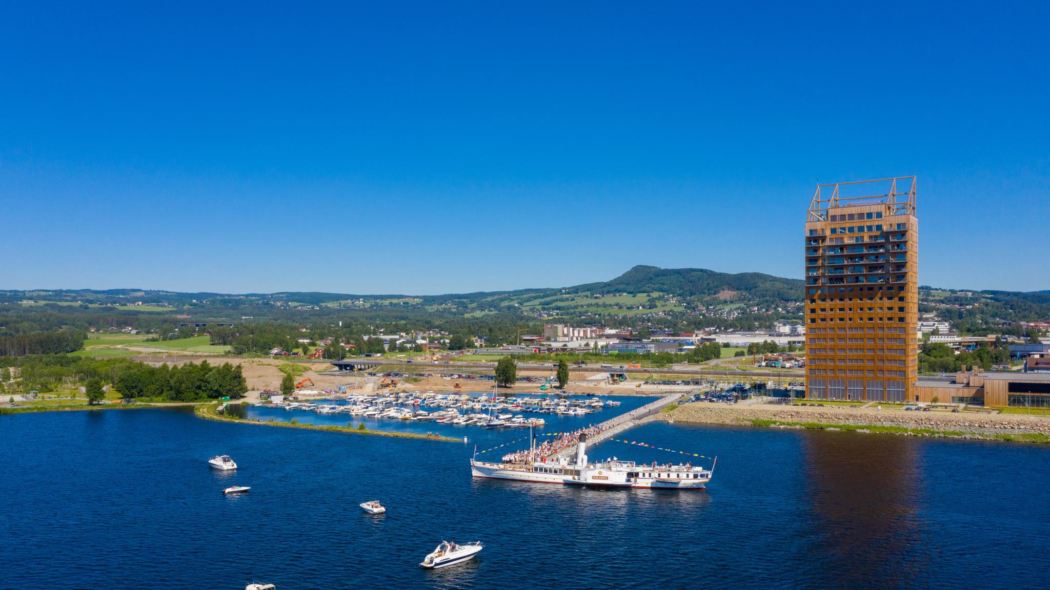 Verdens høyeste trehus i Brumunddal