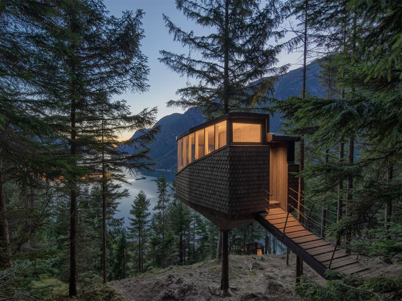 Woodnest Odda tree house, one of Norway’s many treetop cabins