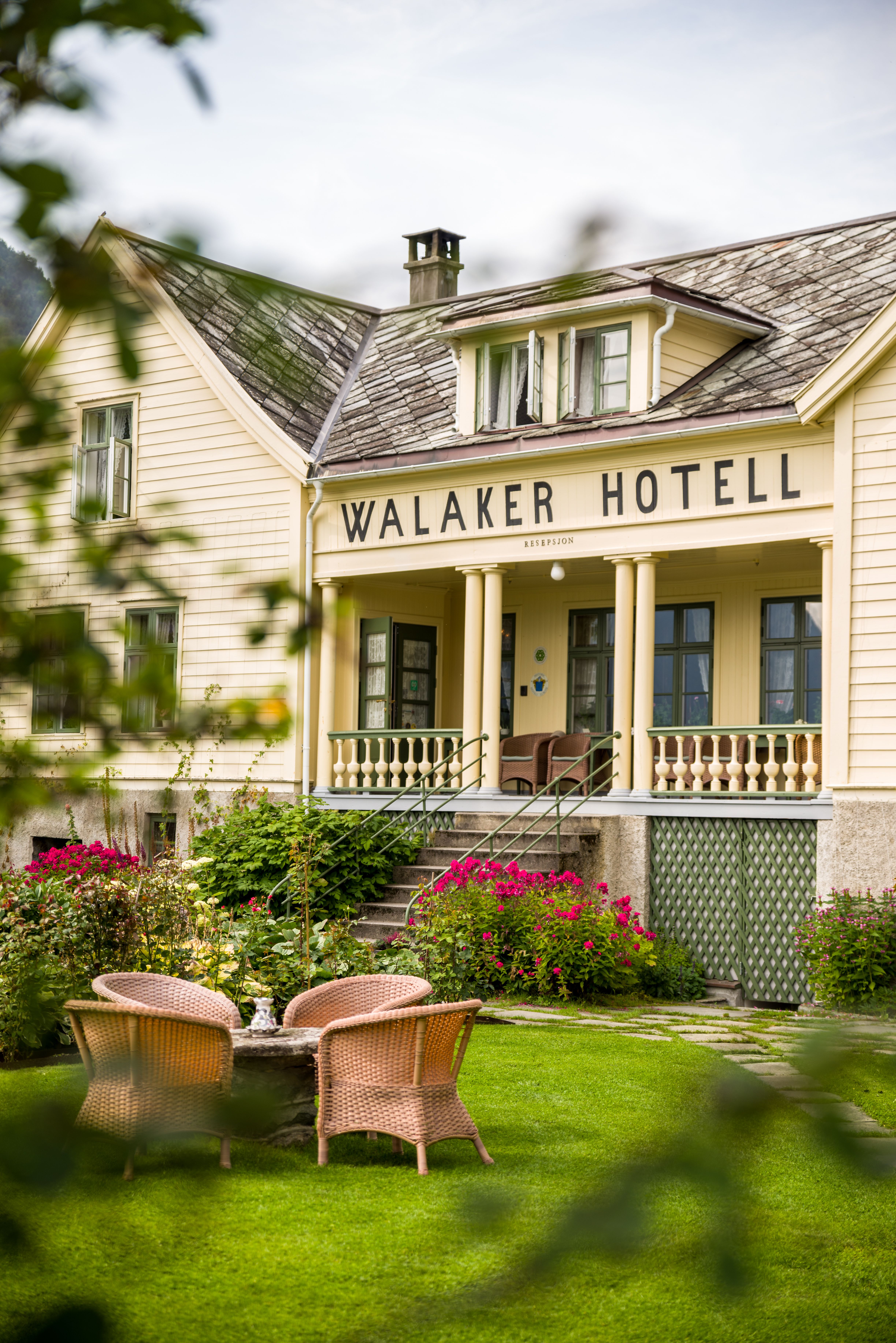 The historical Walaker Hotell in Solvorn by the Sognefjord in Fjord Norway