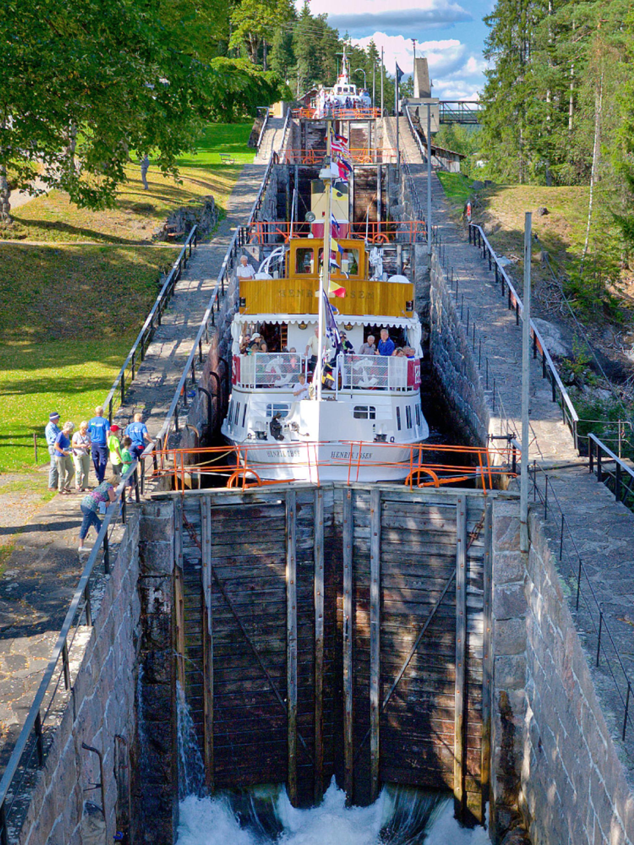The Telemark Canal locks in Vrangfoss