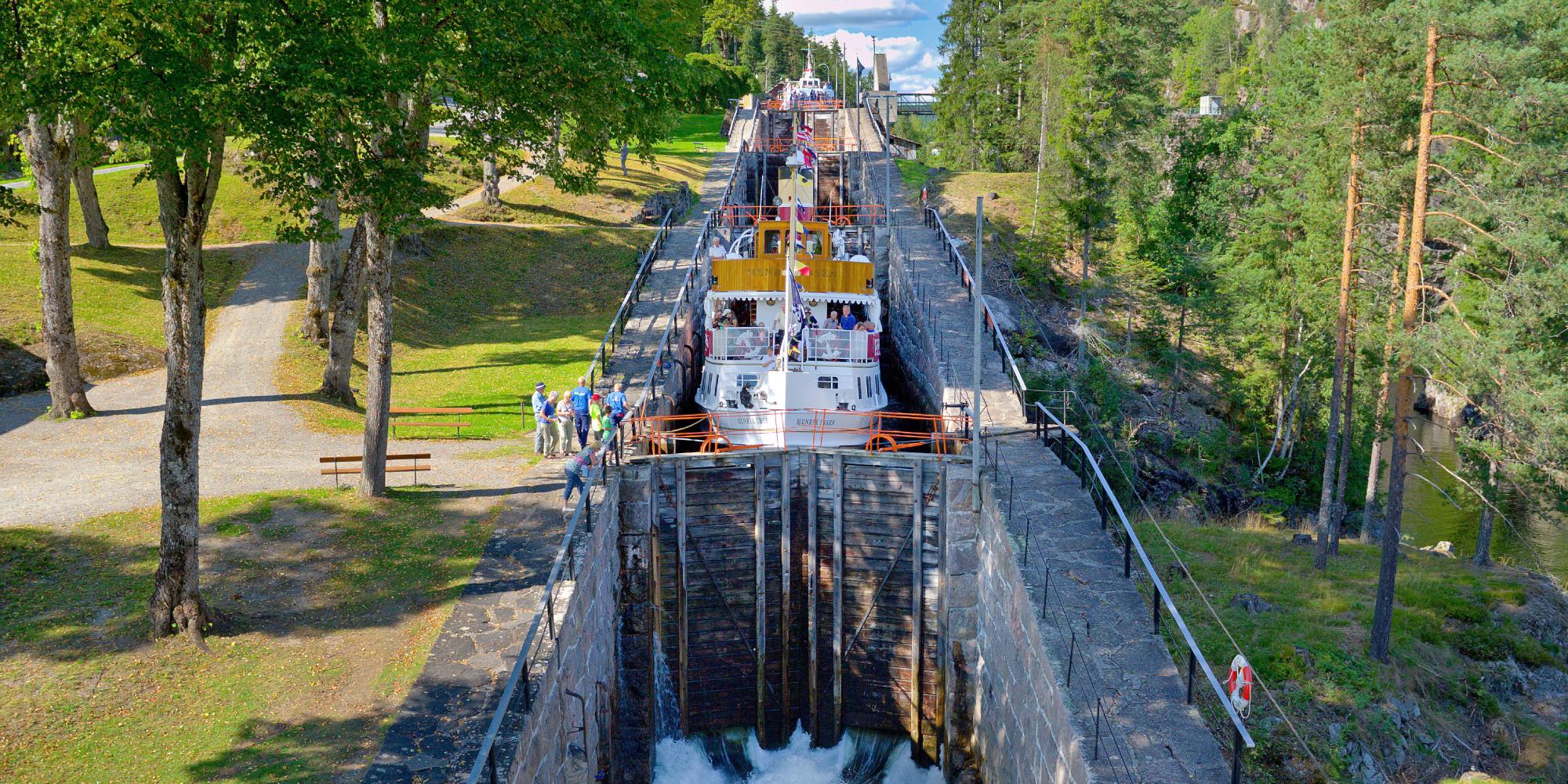 The Telemark Canal locks in Vrangfoss