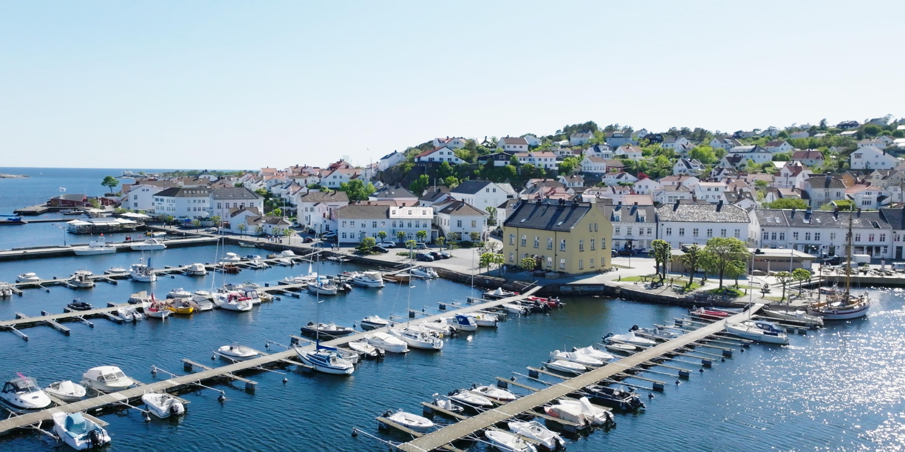 A bird eye photo of Risør, Southern Norway