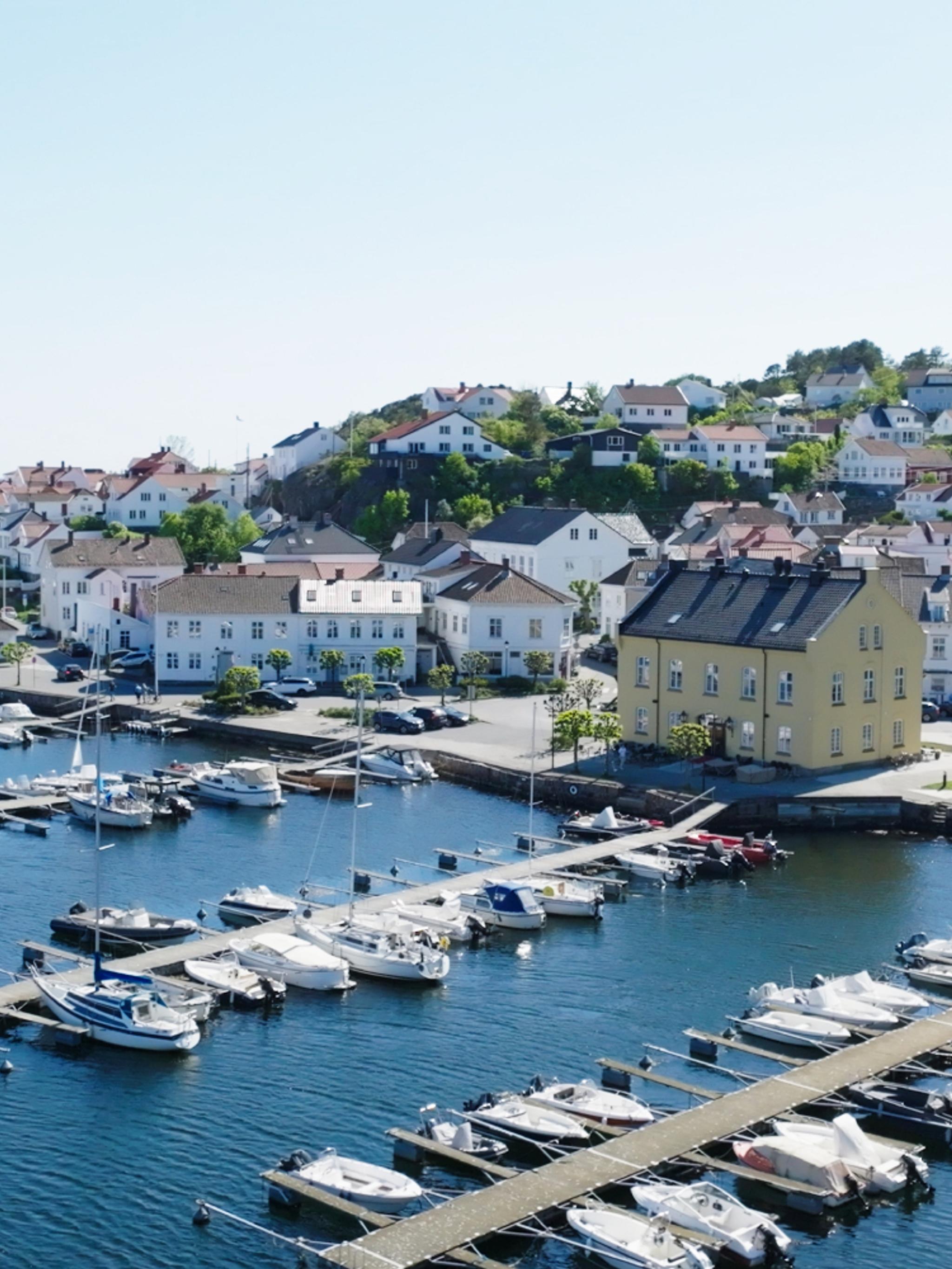 A bird eye photo of Risør, Southern Norway