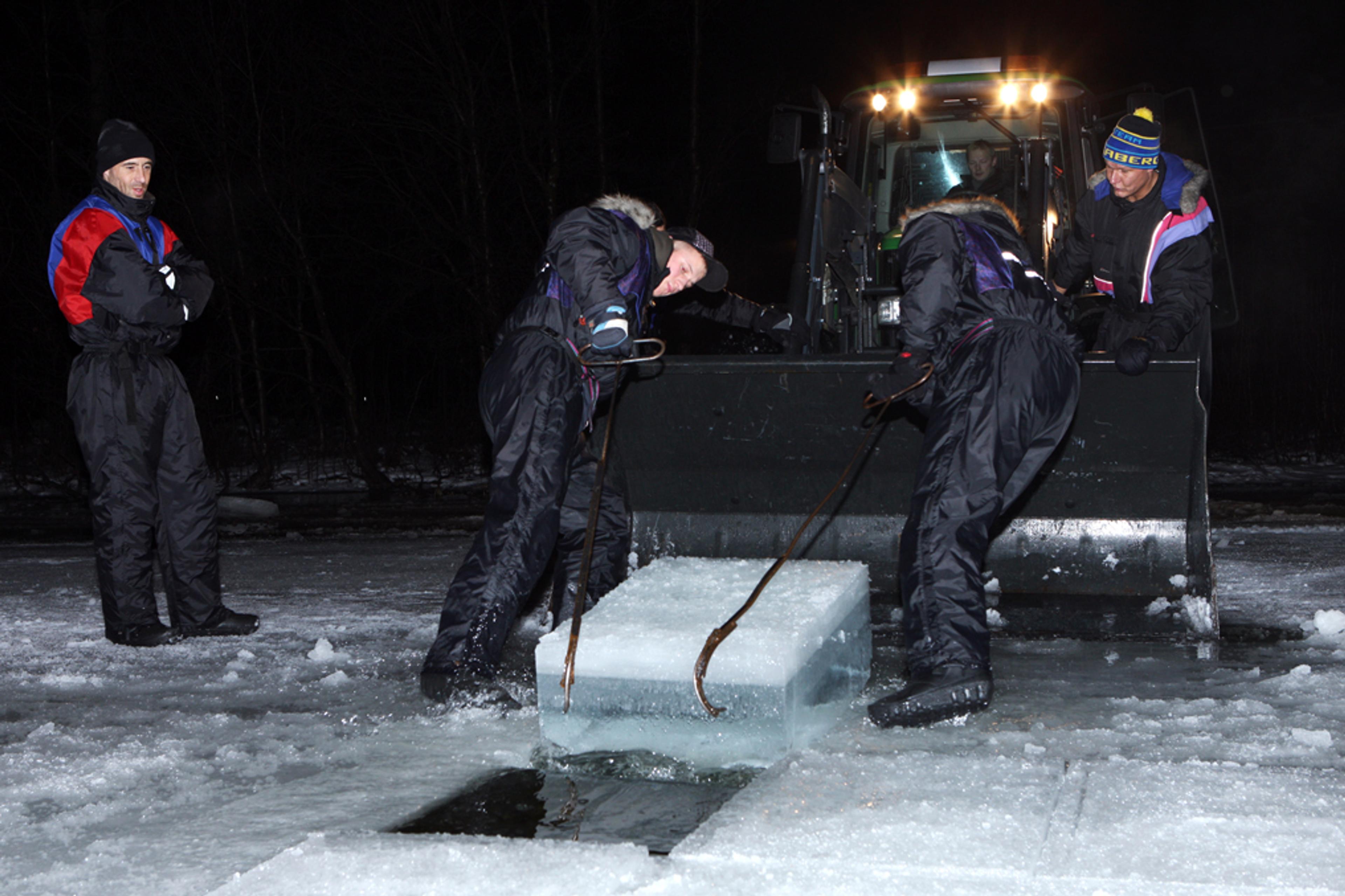 Employees of PROGROUP help building the Sorrisniva Igloo Hotel in Alta, Northern Norway