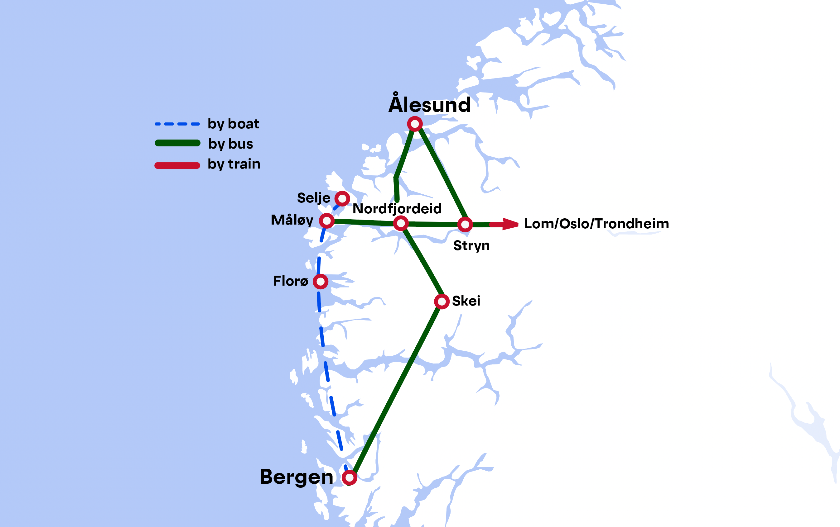 Route map, Bergen - Ålesund