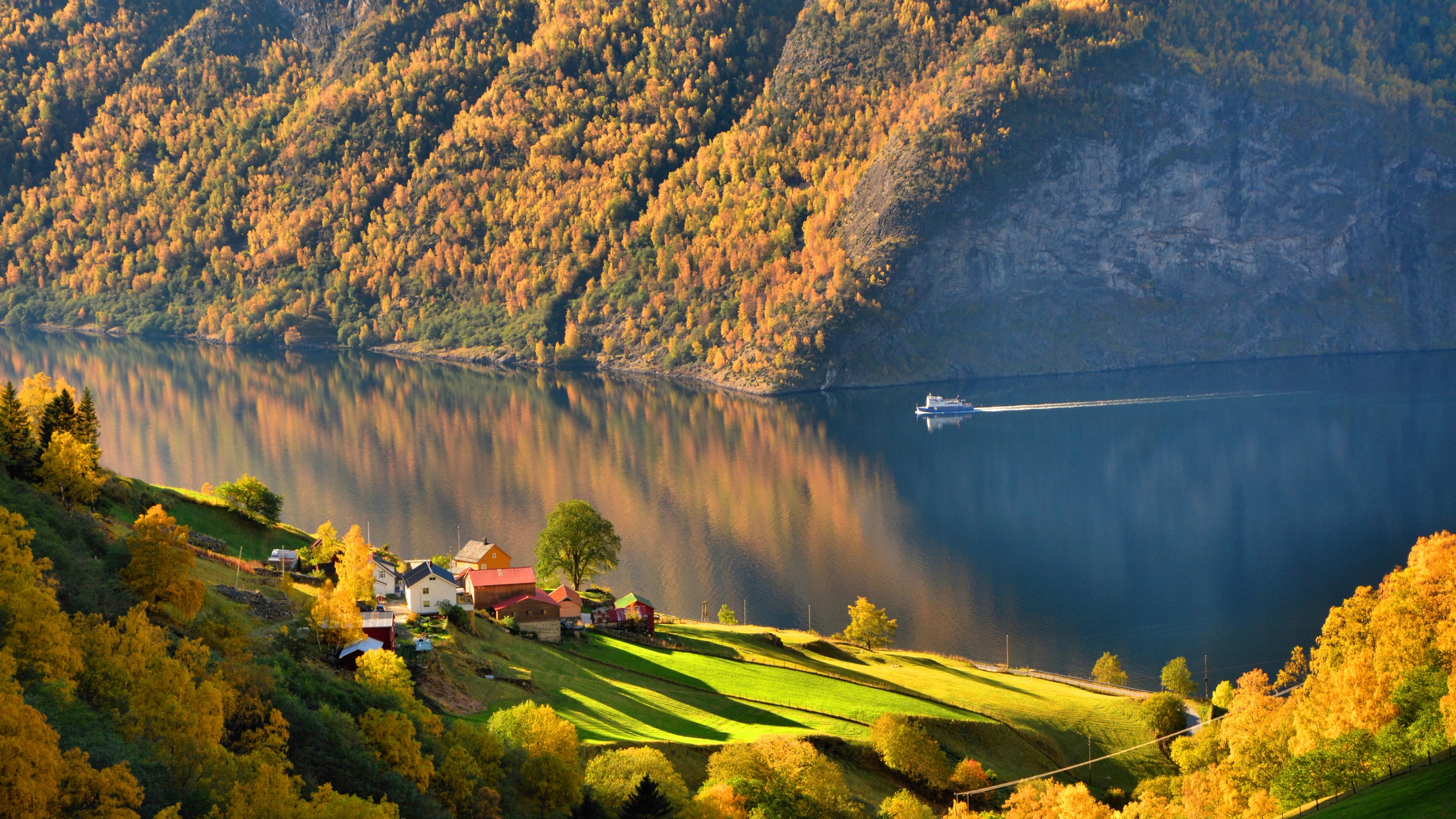 A wonderful autumn experience by the Aurlandsfjord - a fjord landscape in autumn colours