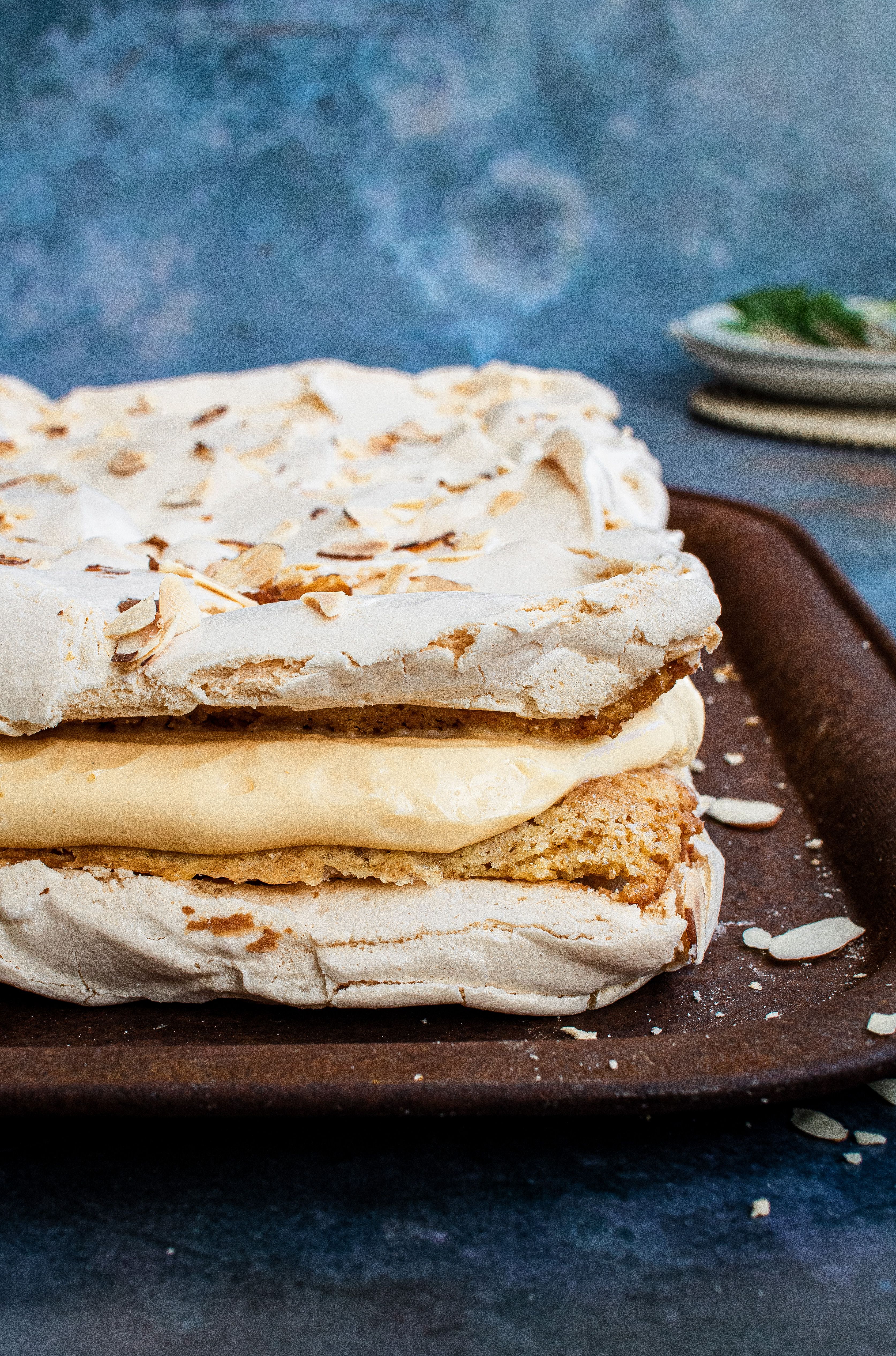 A close up image of a Kvæfjordkake, a popular cake from Northern Norway