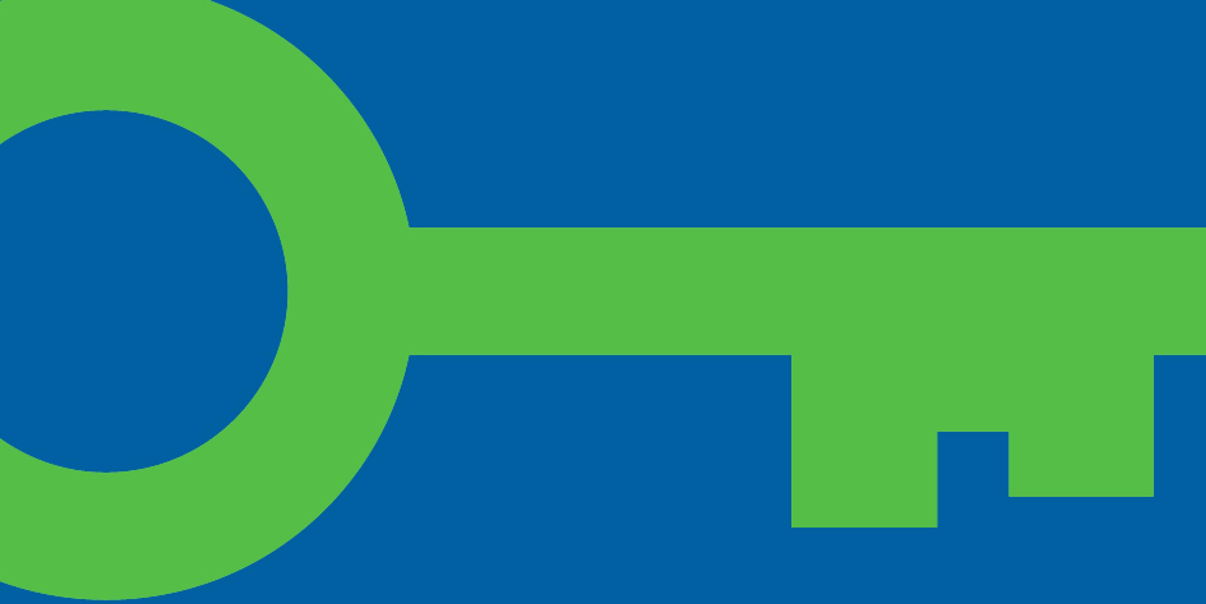 Green key on blue background