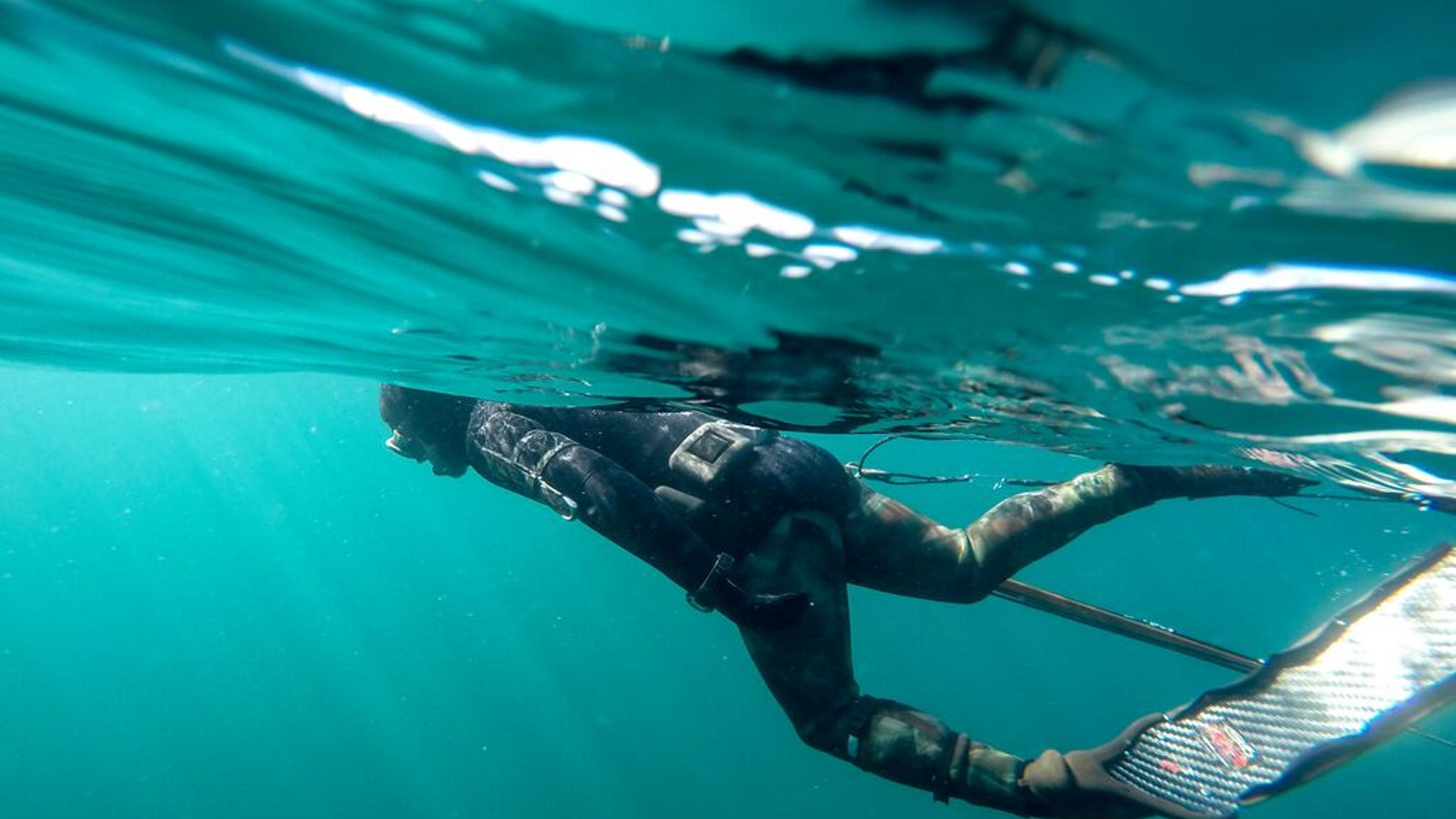 Man scuba diving in the sea