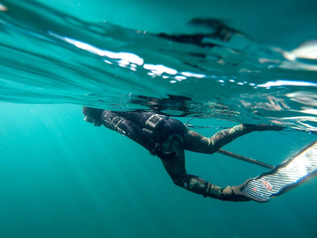 Man scuba diving in the sea