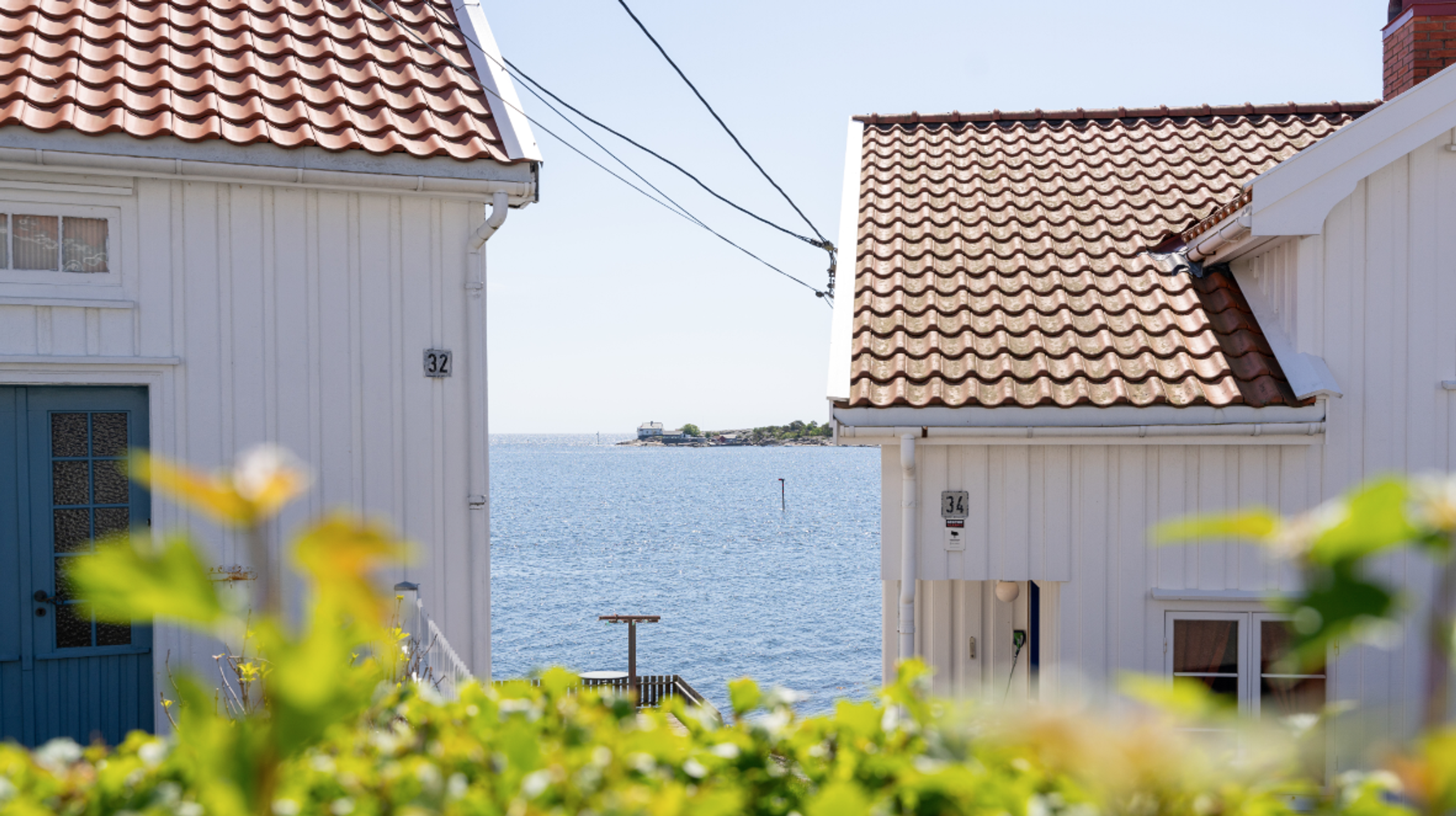 Neighborhood of white houses in Risør, Southern Norway