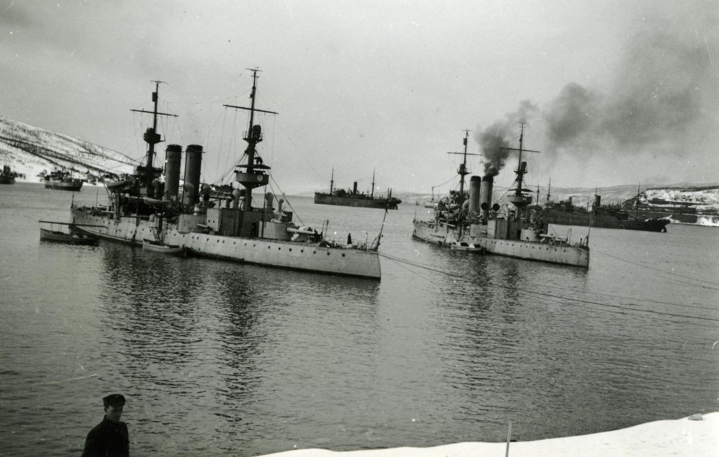 Ships in Narvik Harbor during the battles of Narvik