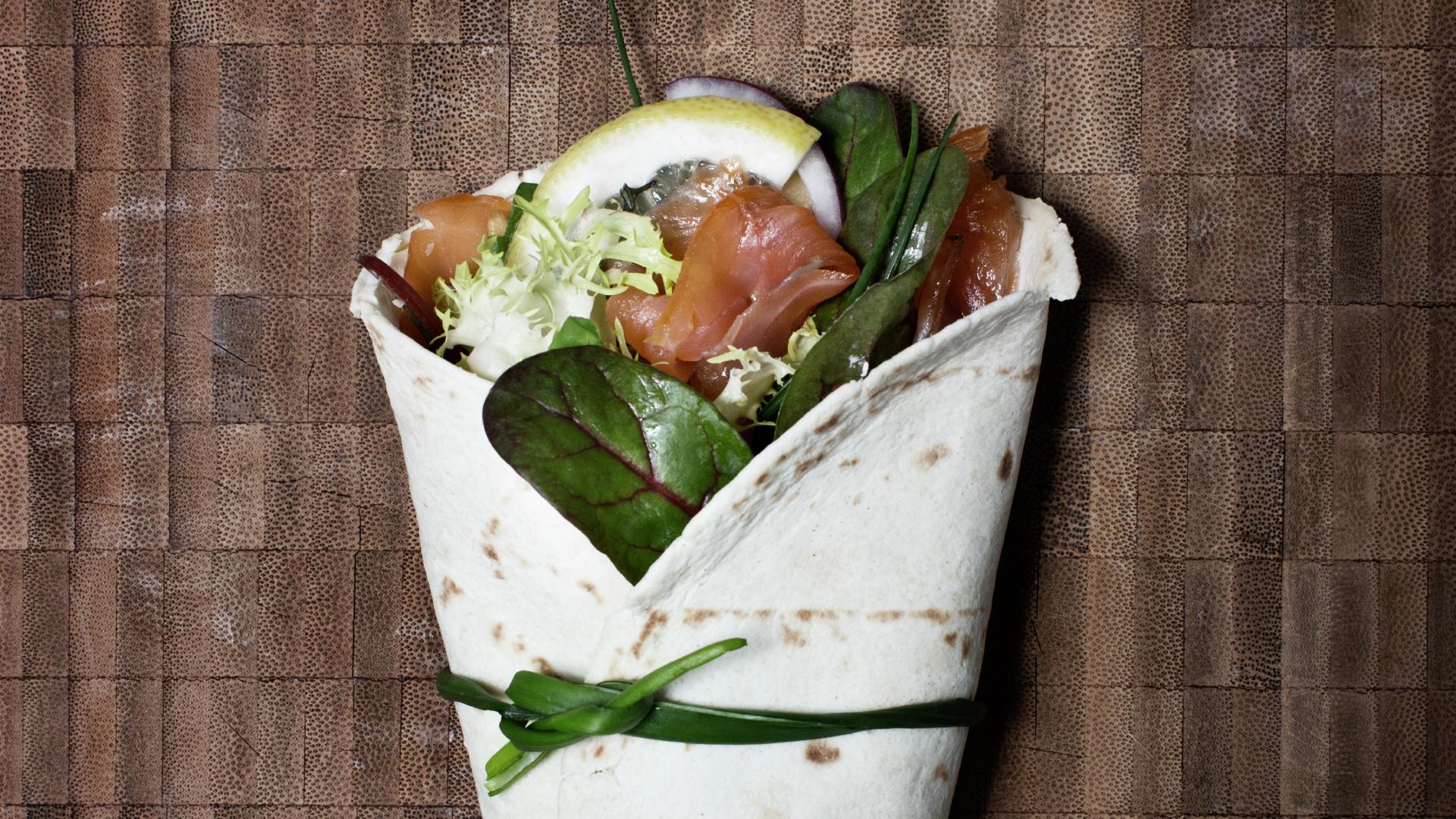 Wrap with smoked salmon and goat cheese