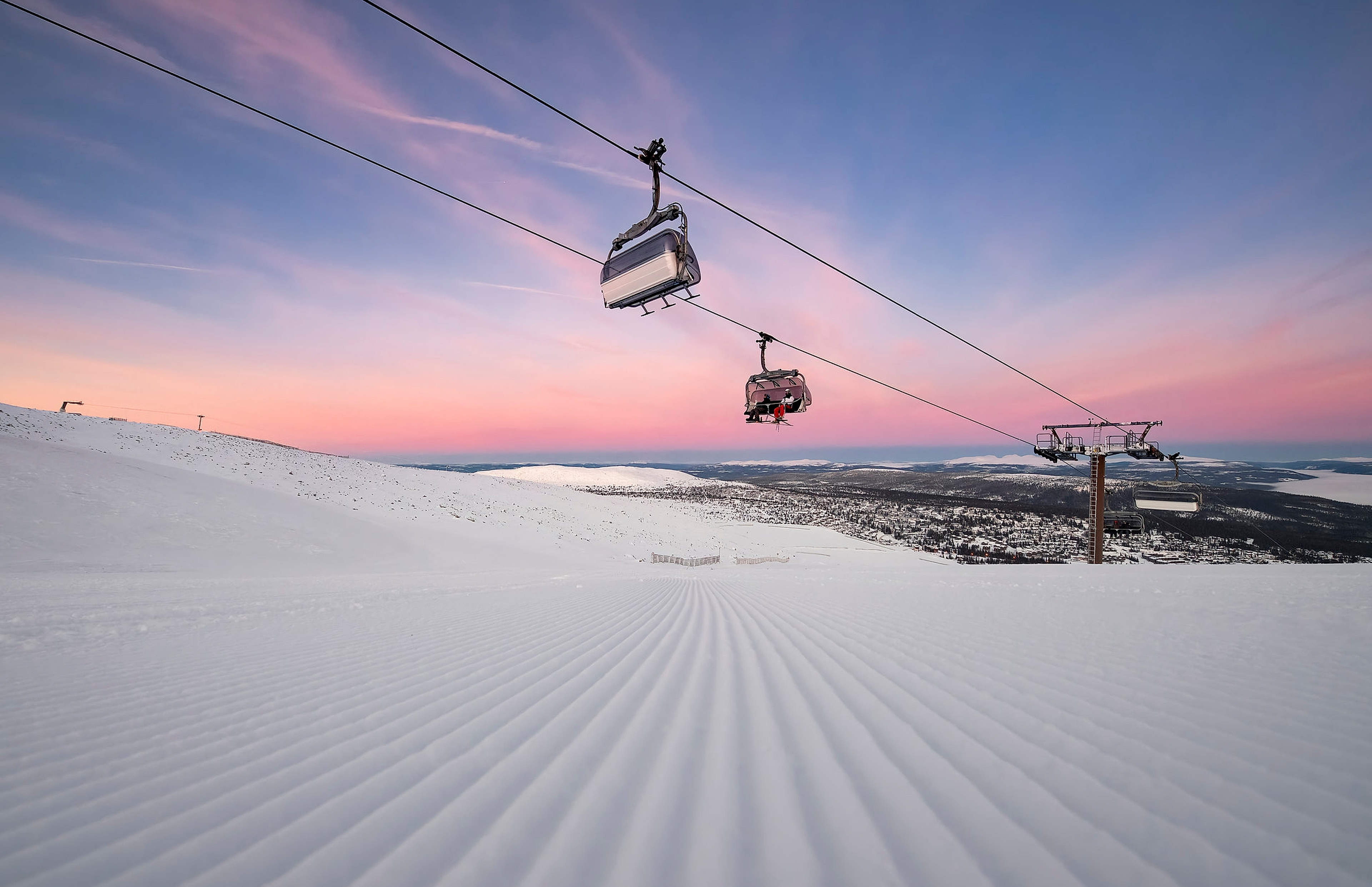 The lift in Trysil Ski Resort, in winter