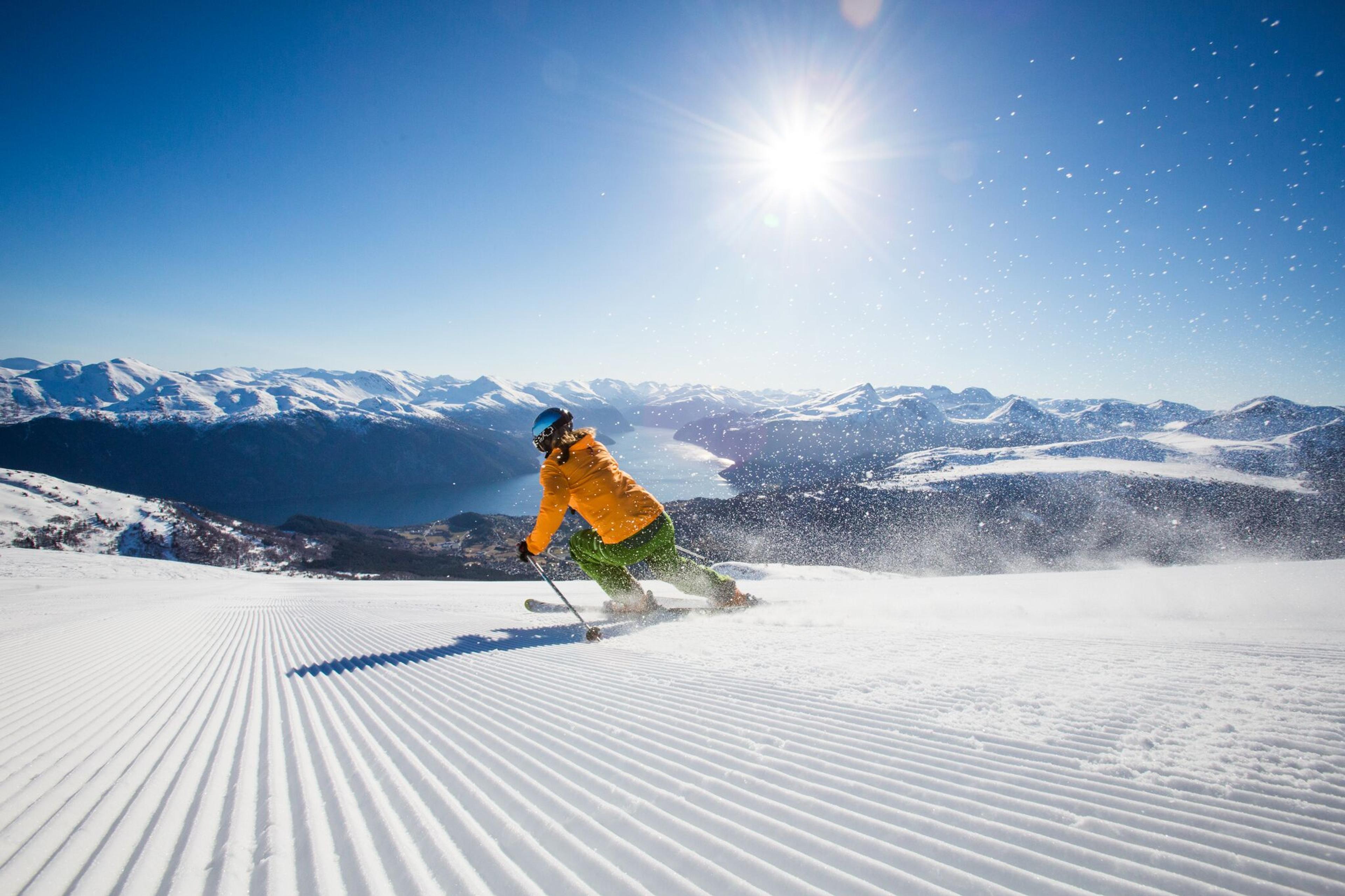 Alpine skier at Strandafjellet, Fjord Norway
