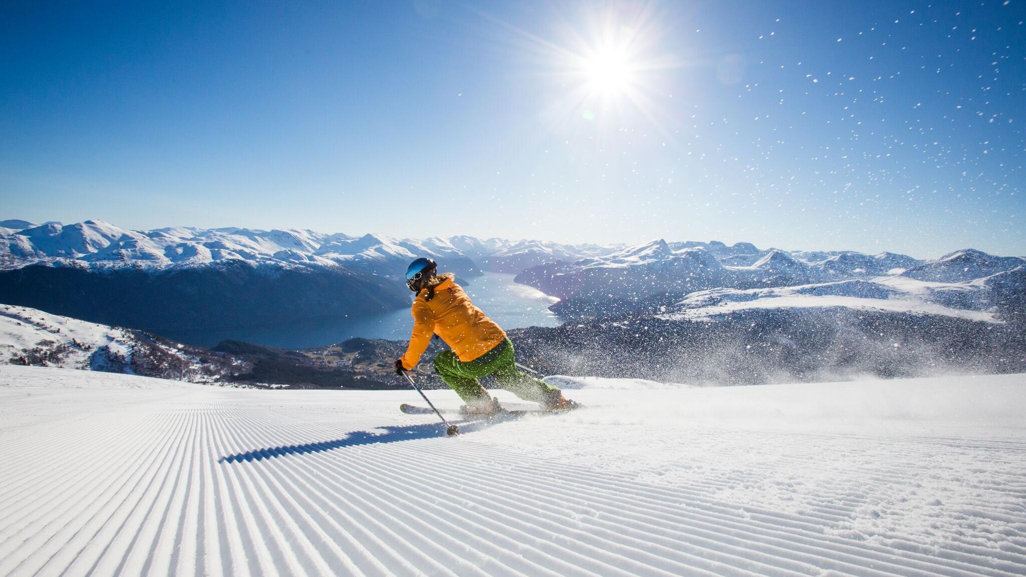 Alpine skier at Strandafjellet, Fjord Norway