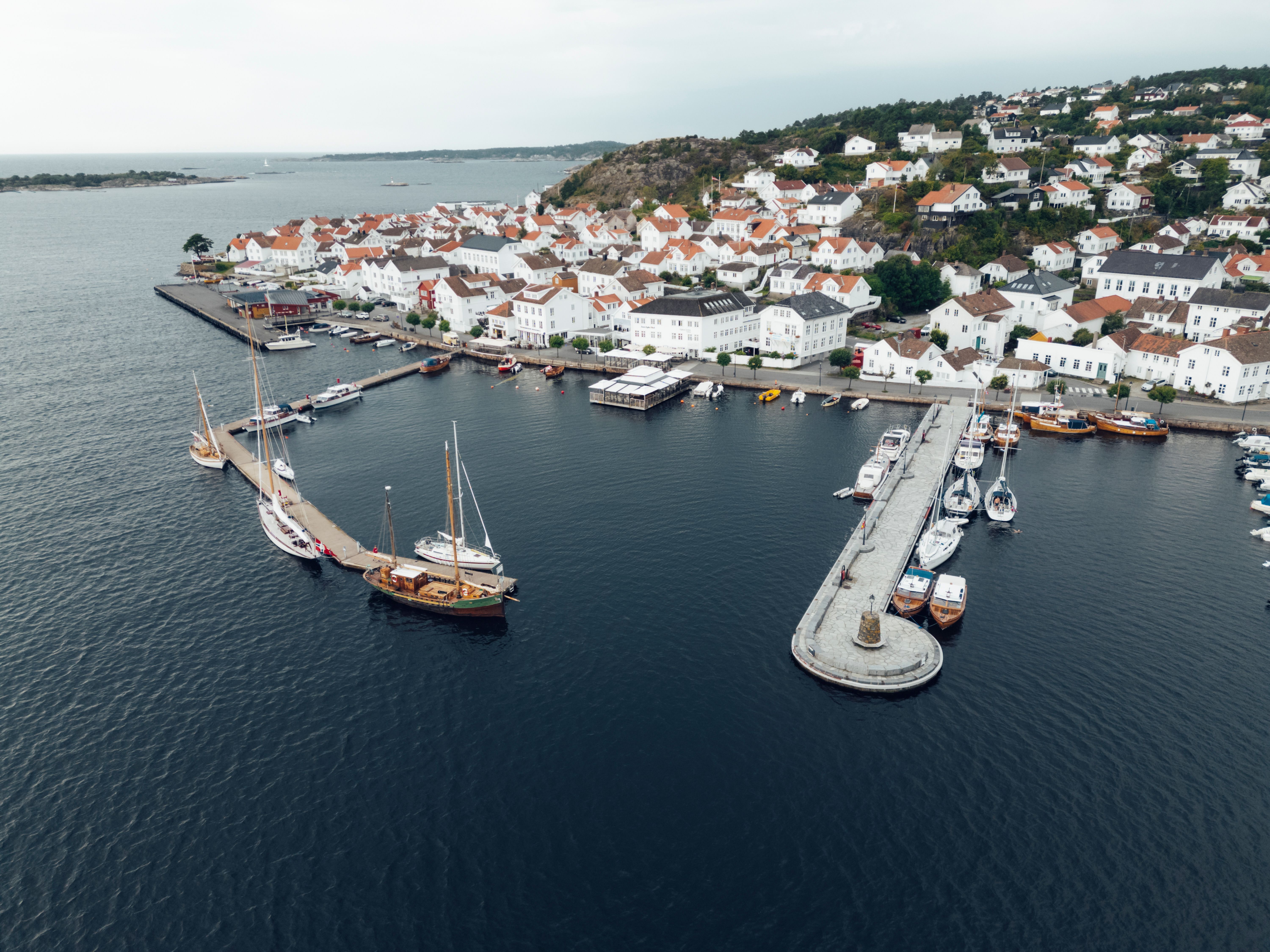 Risør marina in Southern Norway seen from above