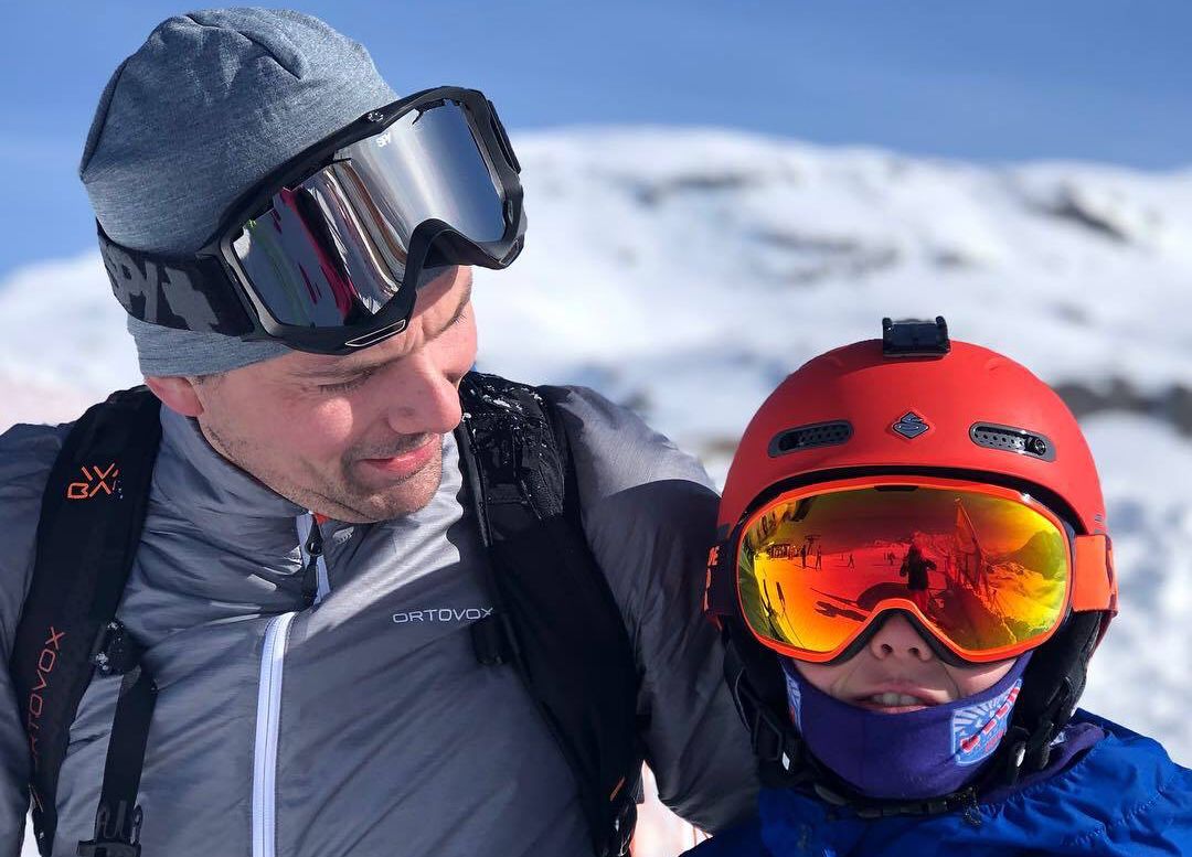 Portrait of Fredrik Luytkis with son, Norway