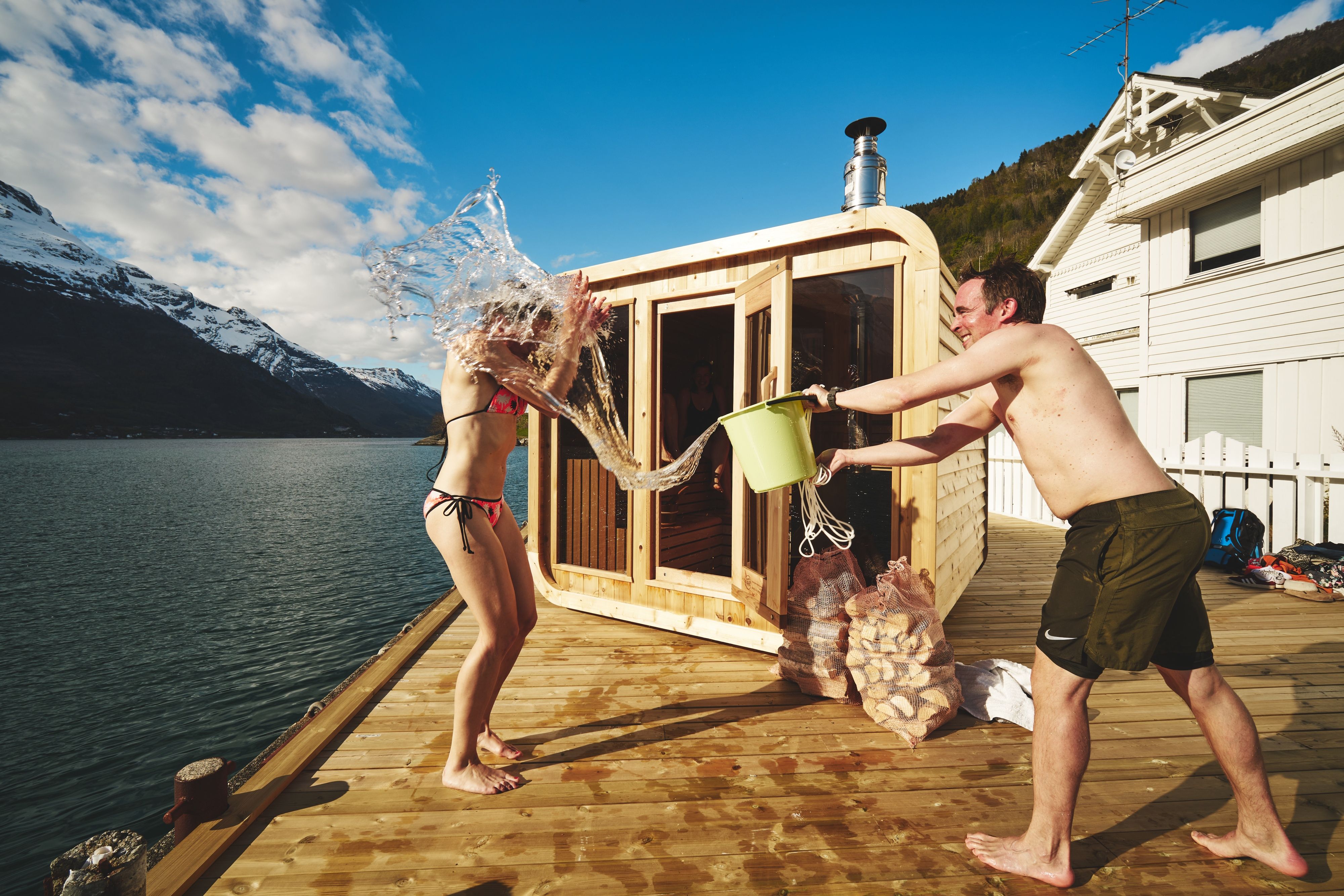 The sauna Heit Sørfjorden outside of Lofthus in the Hardangerfjord region in Fjord Norway