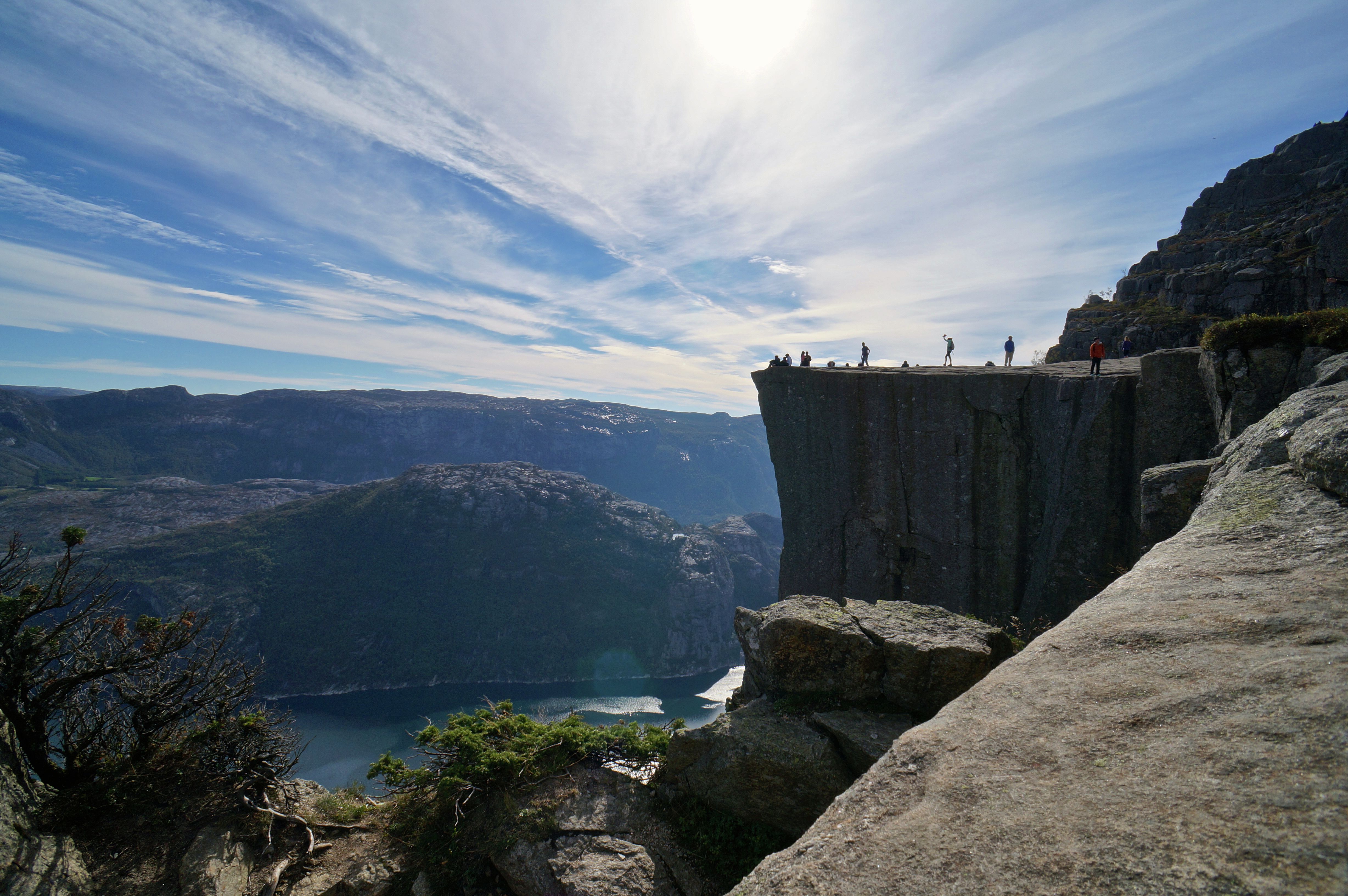 The Pulpit Rock from afar on a sunny day