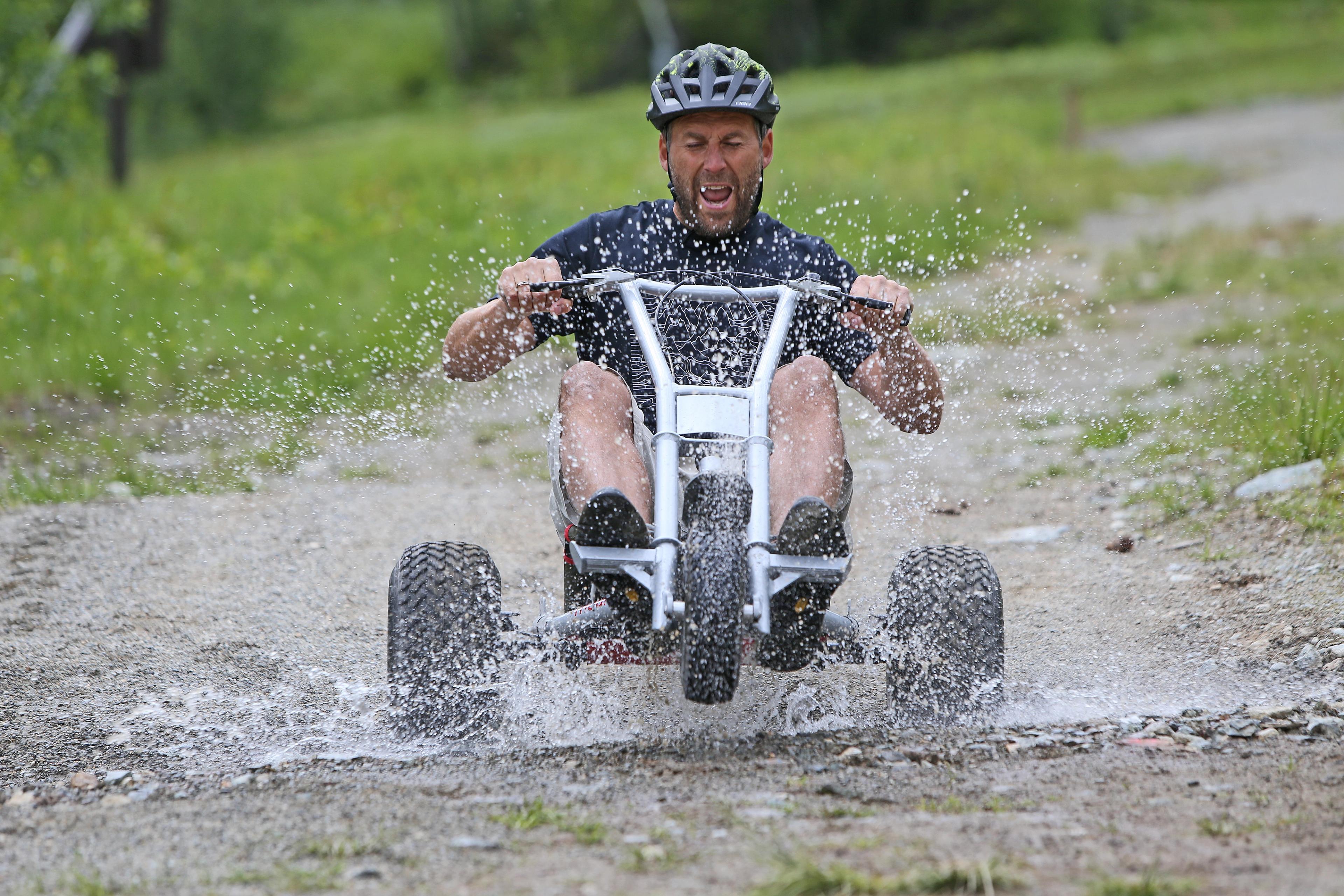 A man mountain carting in Hemsedal, Eastern Norway