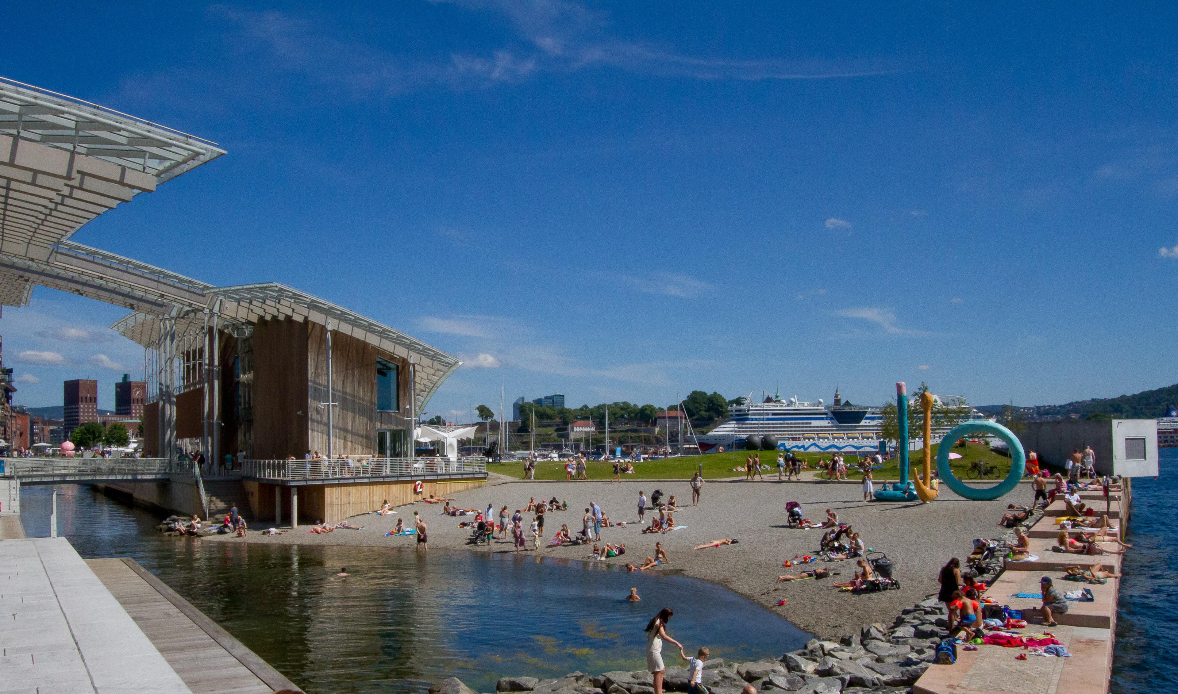 Plaża Tjuvholmen w Oslo