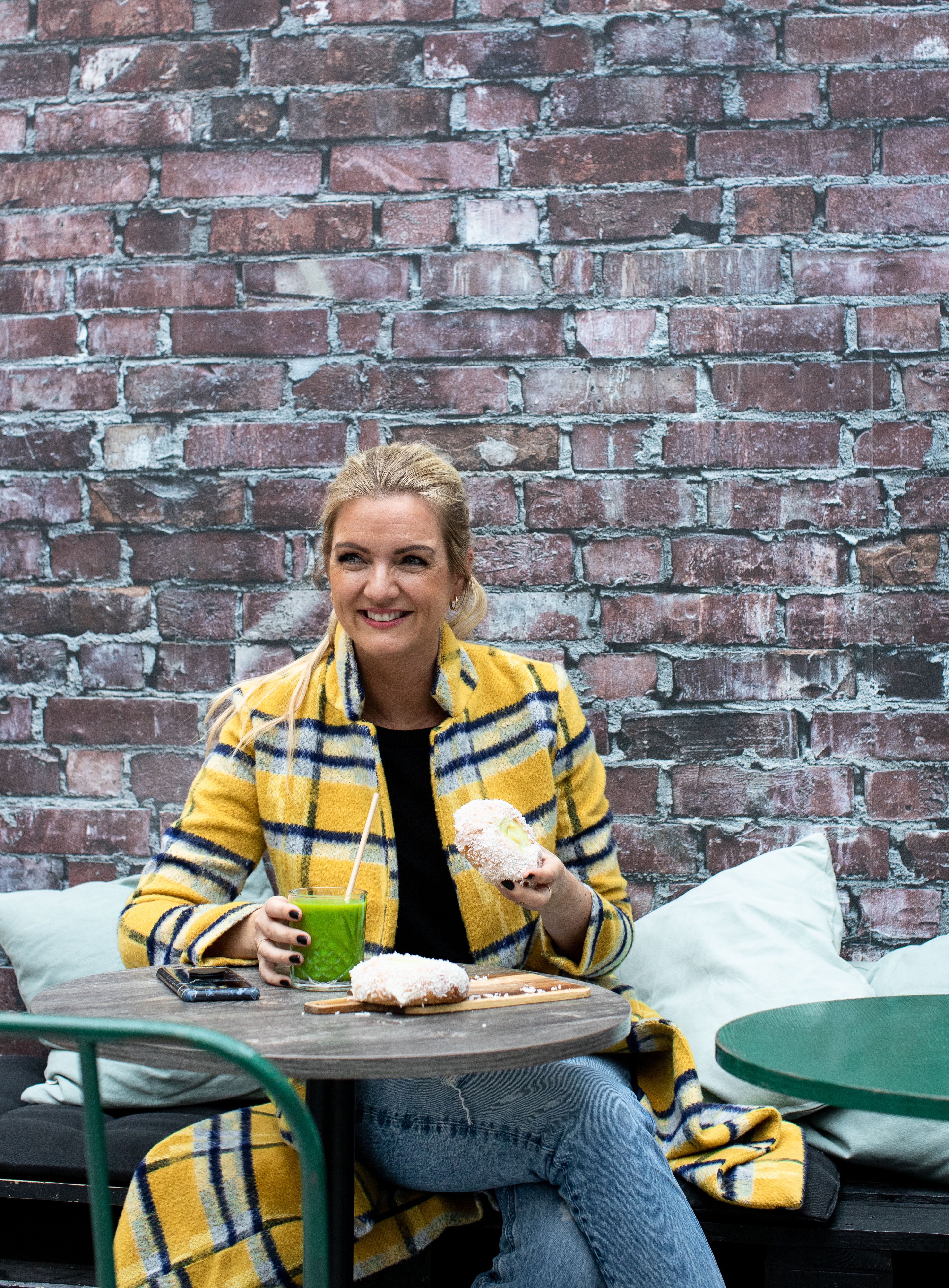 Cookbook author and blogger, Hanne-Lene Dahlgren, eating..