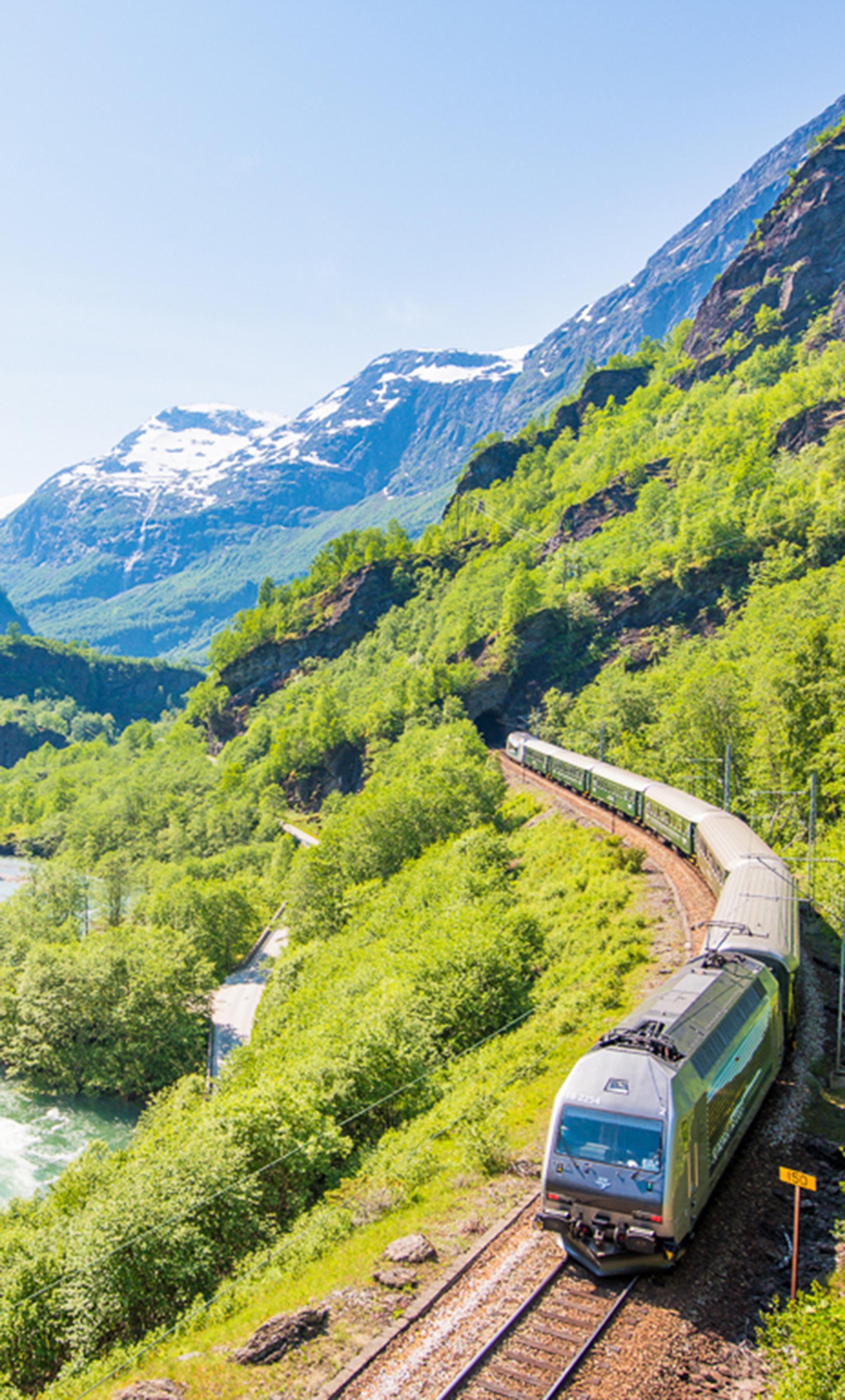 The Flåm Railway in the Sognefjorden area in Fjord Norway